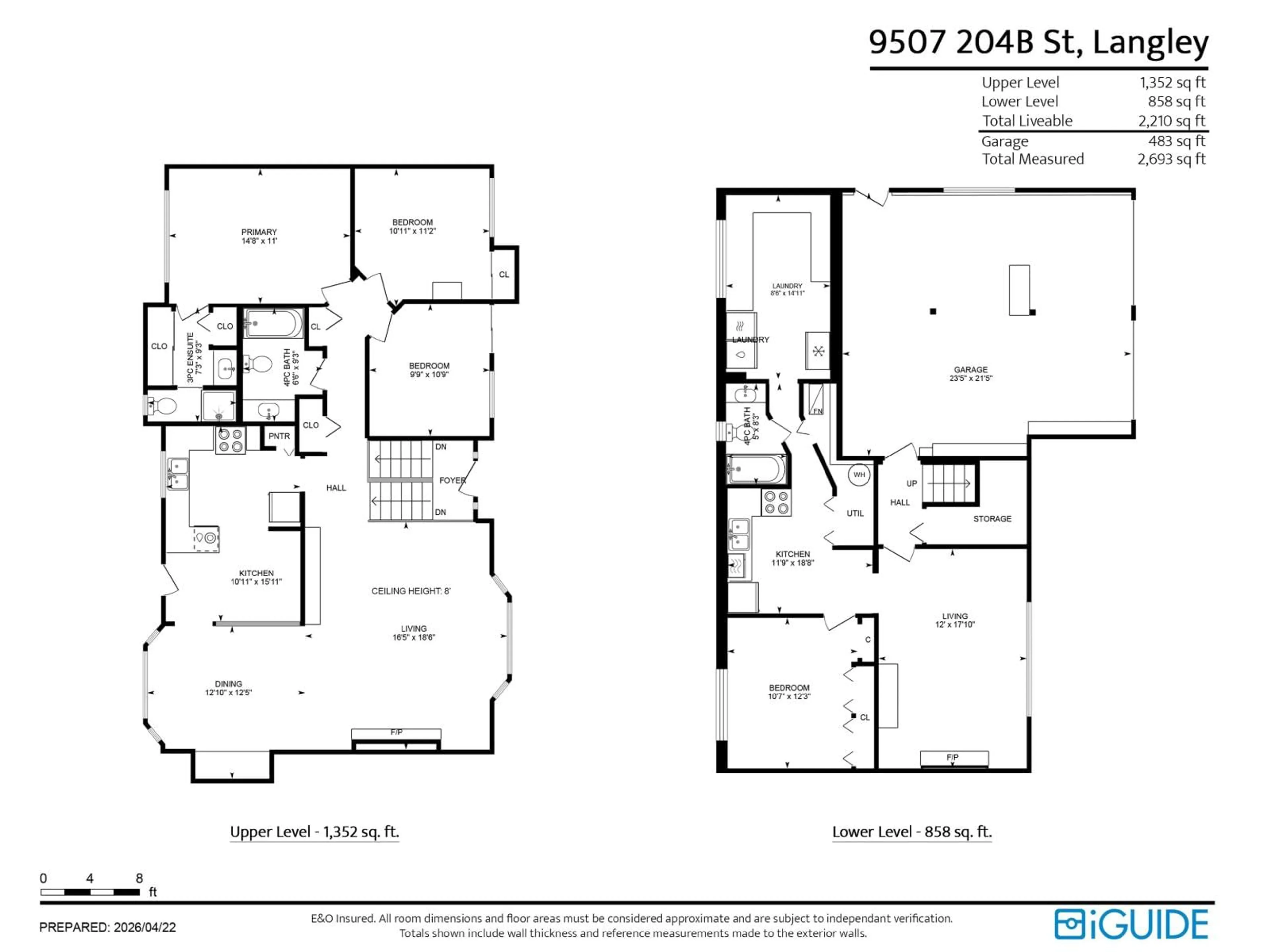 Floor plan for 9507 204B STREET, Langley British Columbia V1M1Y9