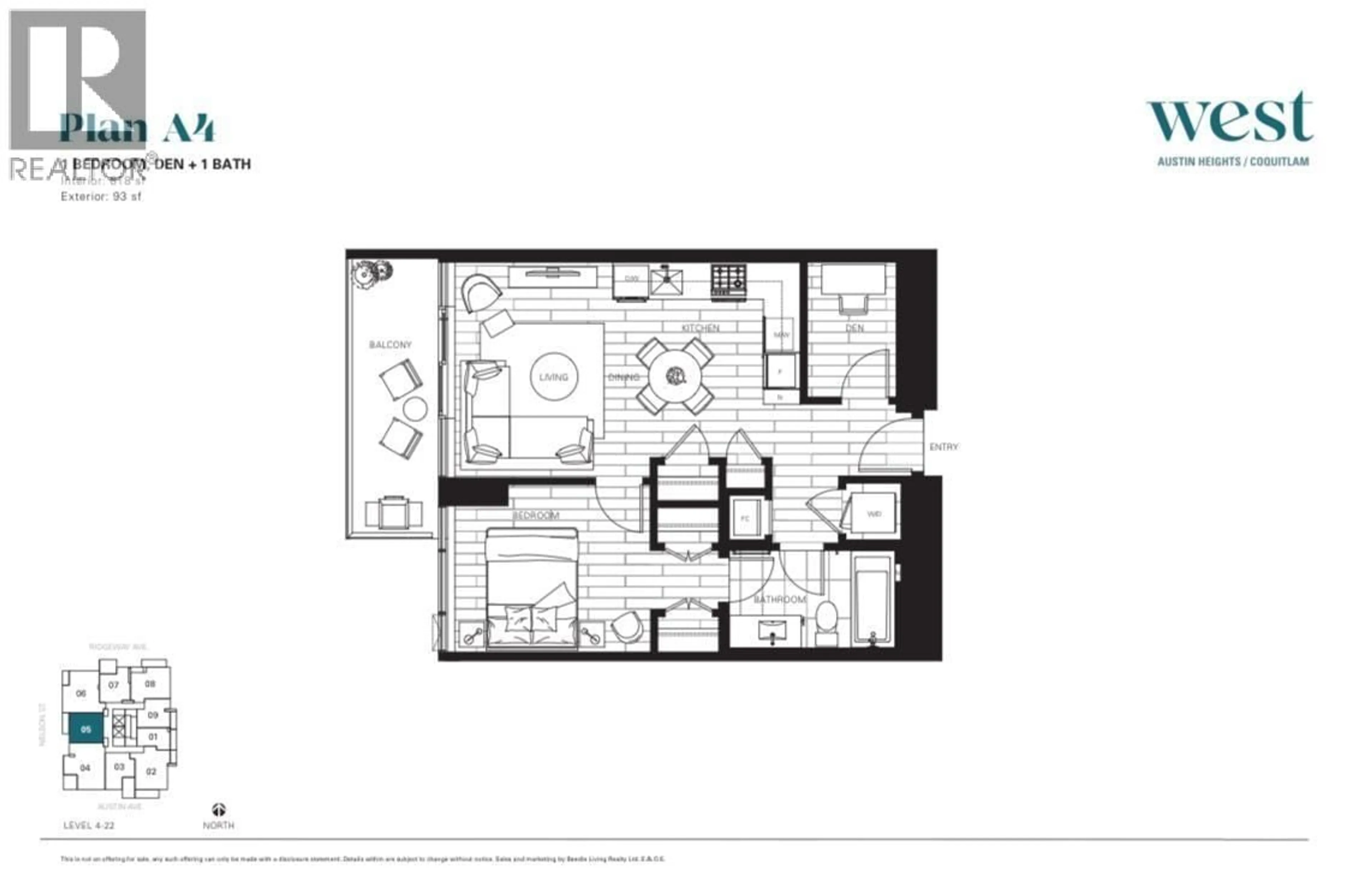 Floor plan for 1605 - 505 NELSON STREET, Coquitlam British Columbia V3J0R5
