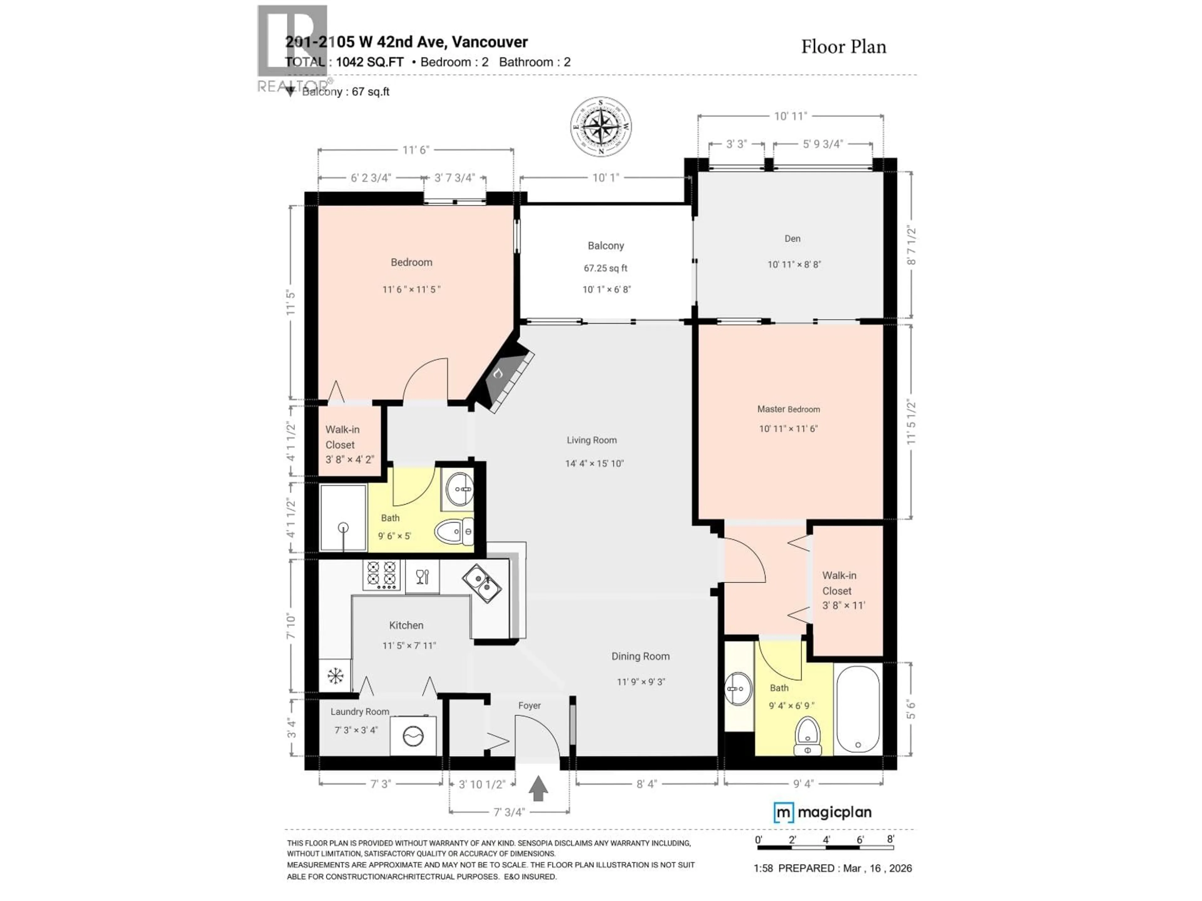 Floor plan for 201 - 2105 42ND AVENUE, Vancouver British Columbia V6M2B7