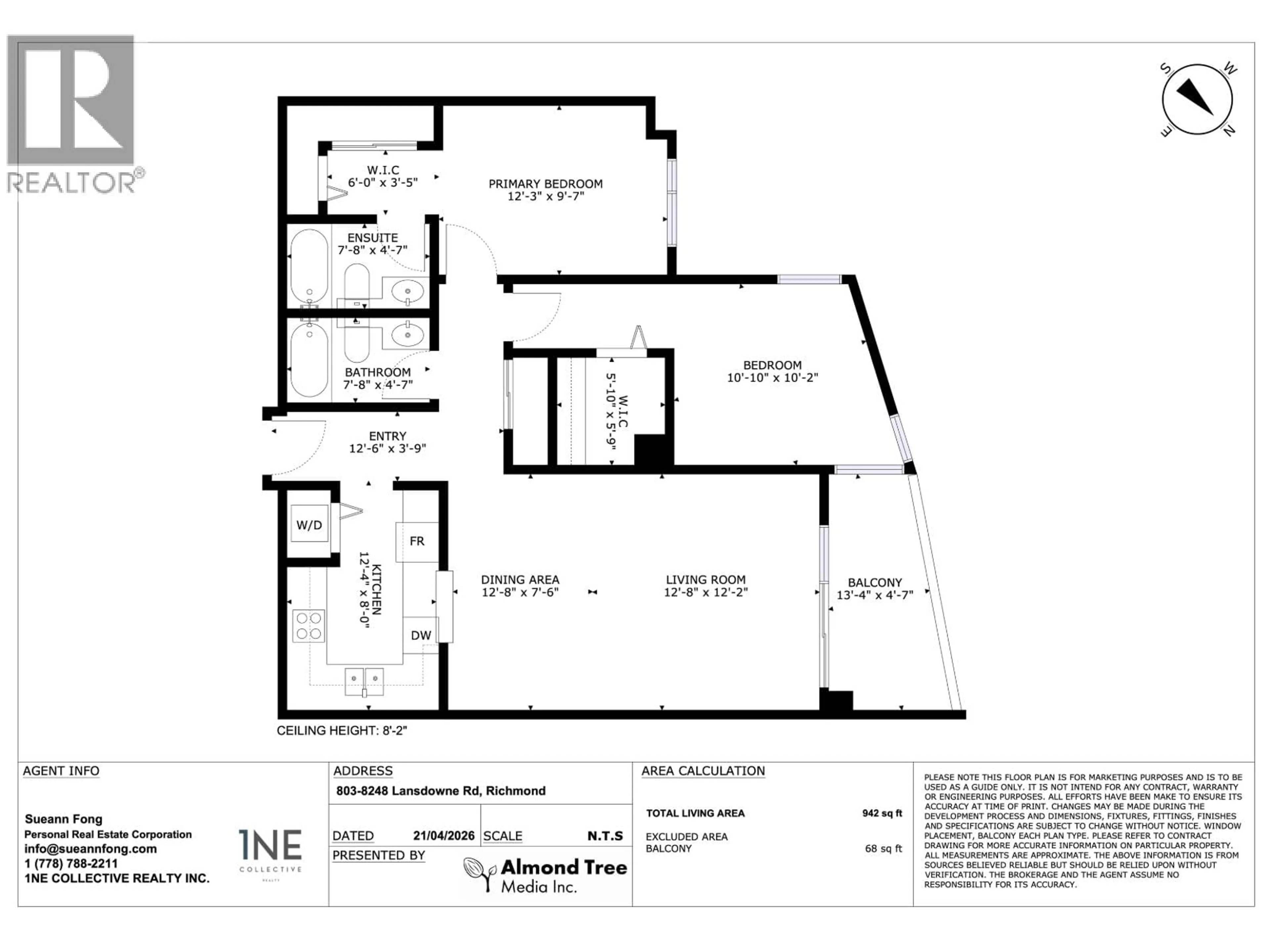 Floor plan for 803 - 8248 LANSDOWNE ROAD, Richmond British Columbia V6X3Y9
