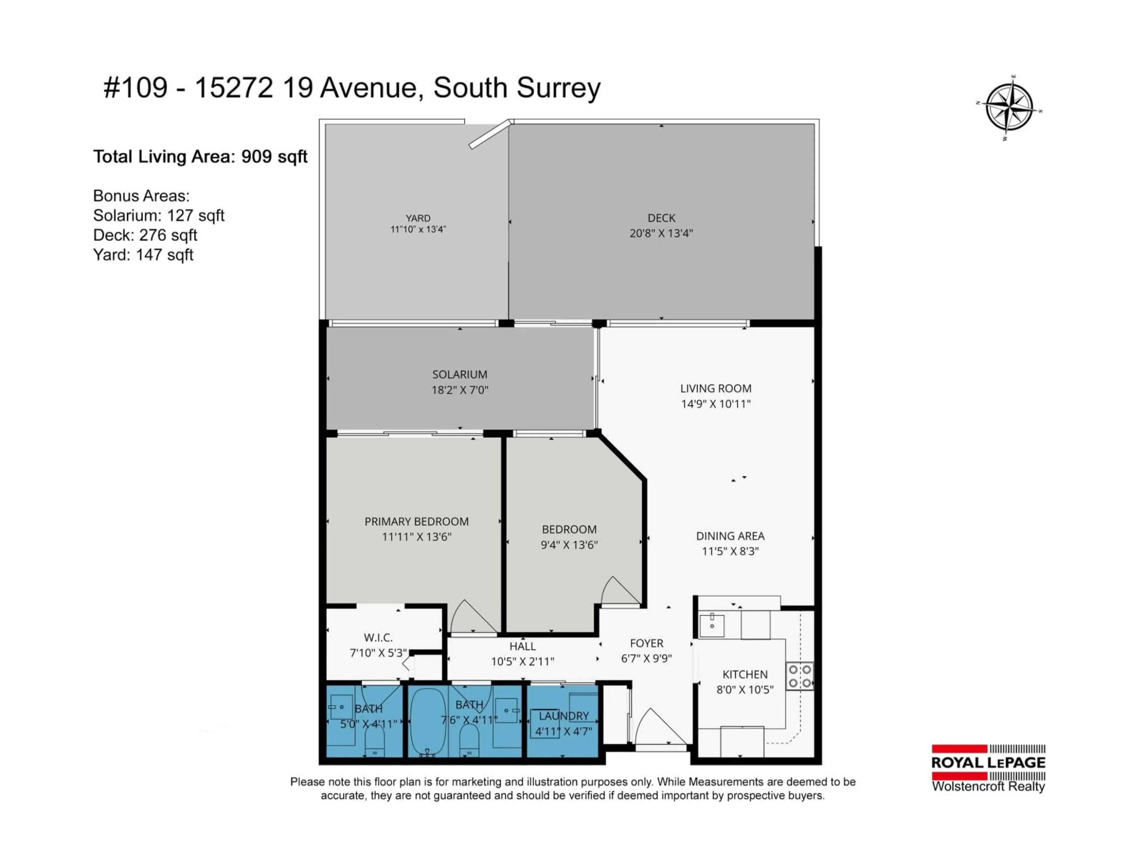 Floor plan for 109 - 15272 19 AVENUE, Surrey British Columbia V4A1X6