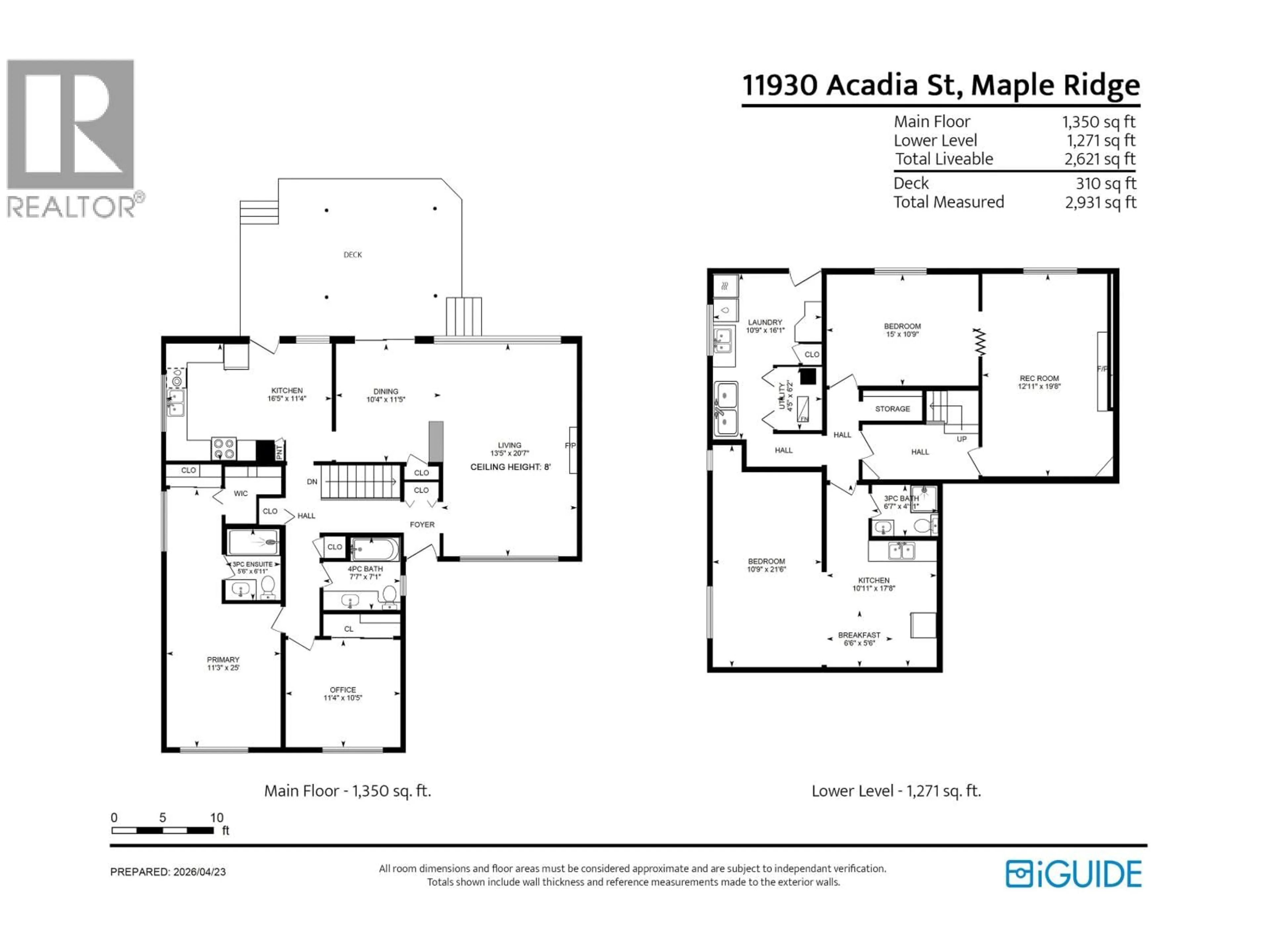 Floor plan for 11930 ACADIA STREET, Maple Ridge British Columbia V2X3B2