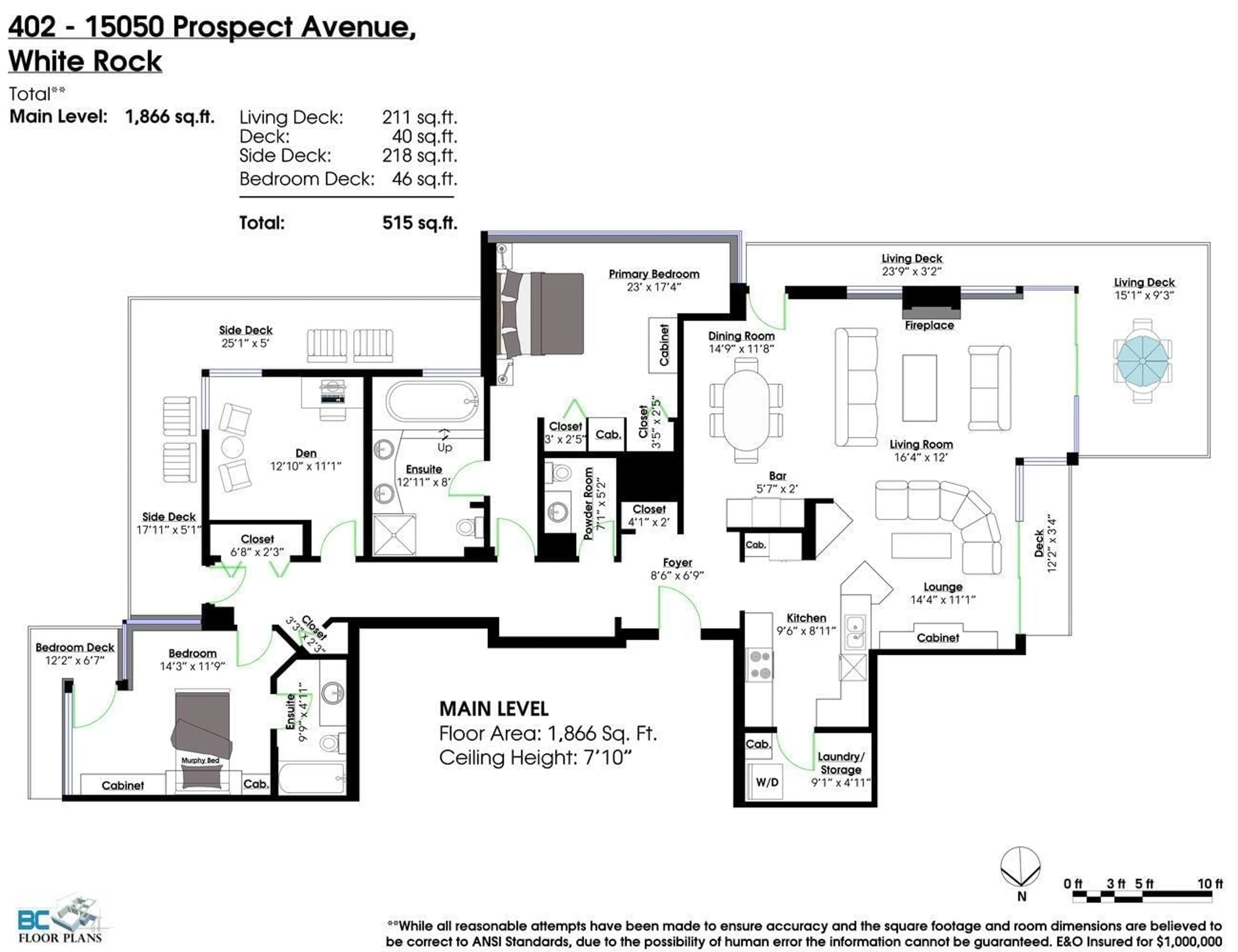 Floor plan for 402 - 15050 PROSPECT AVENUE, White Rock British Columbia V4B2B4