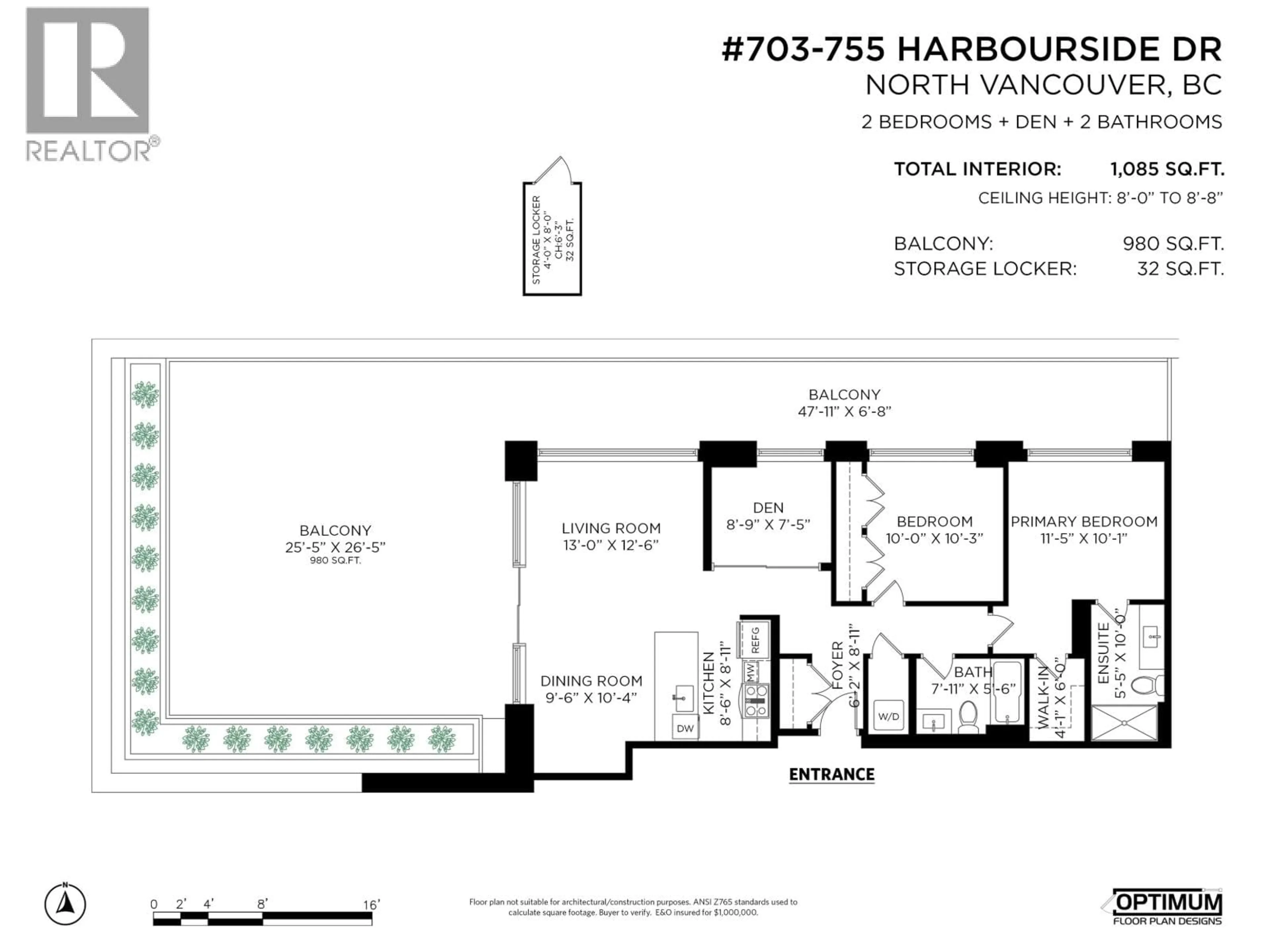 Floor plan for 703 - 755 HARBOURSIDE DRIVE, North Vancouver British Columbia V7P0G1