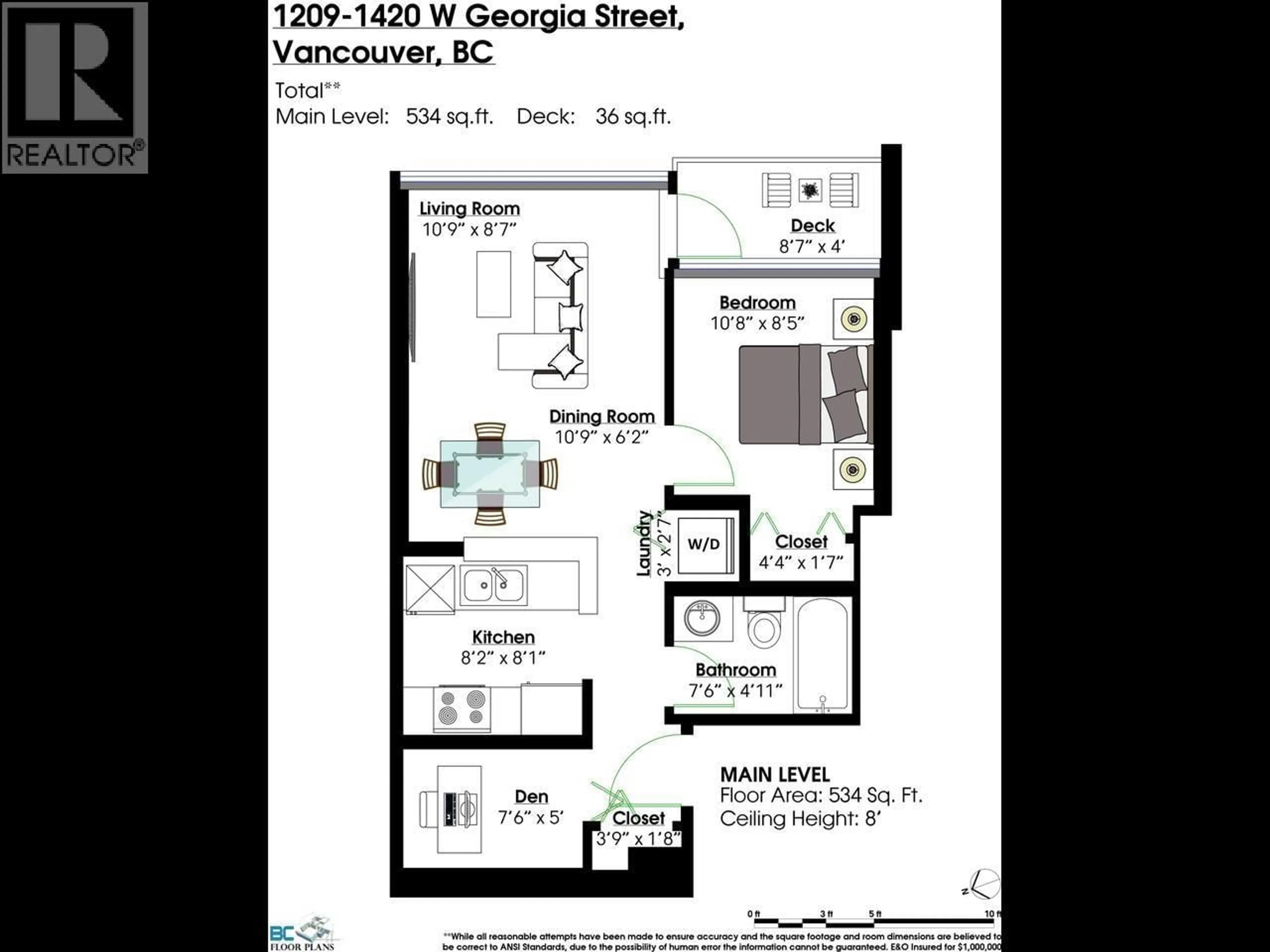 Floor plan for 1209 - 1420 GEORGIA STREET, Vancouver British Columbia V6G3K4