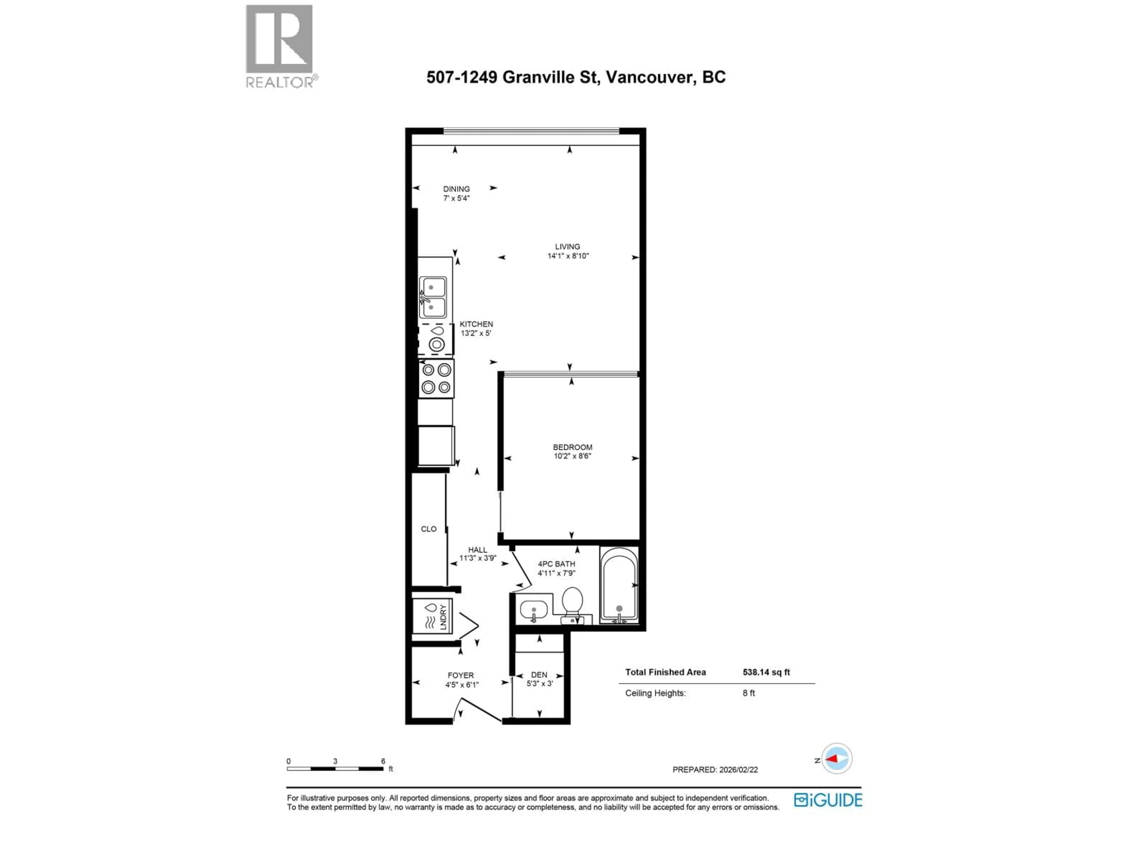 Floor plan for 507 - 1249 GRANVILLE STREET, Vancouver British Columbia V6Z1M5