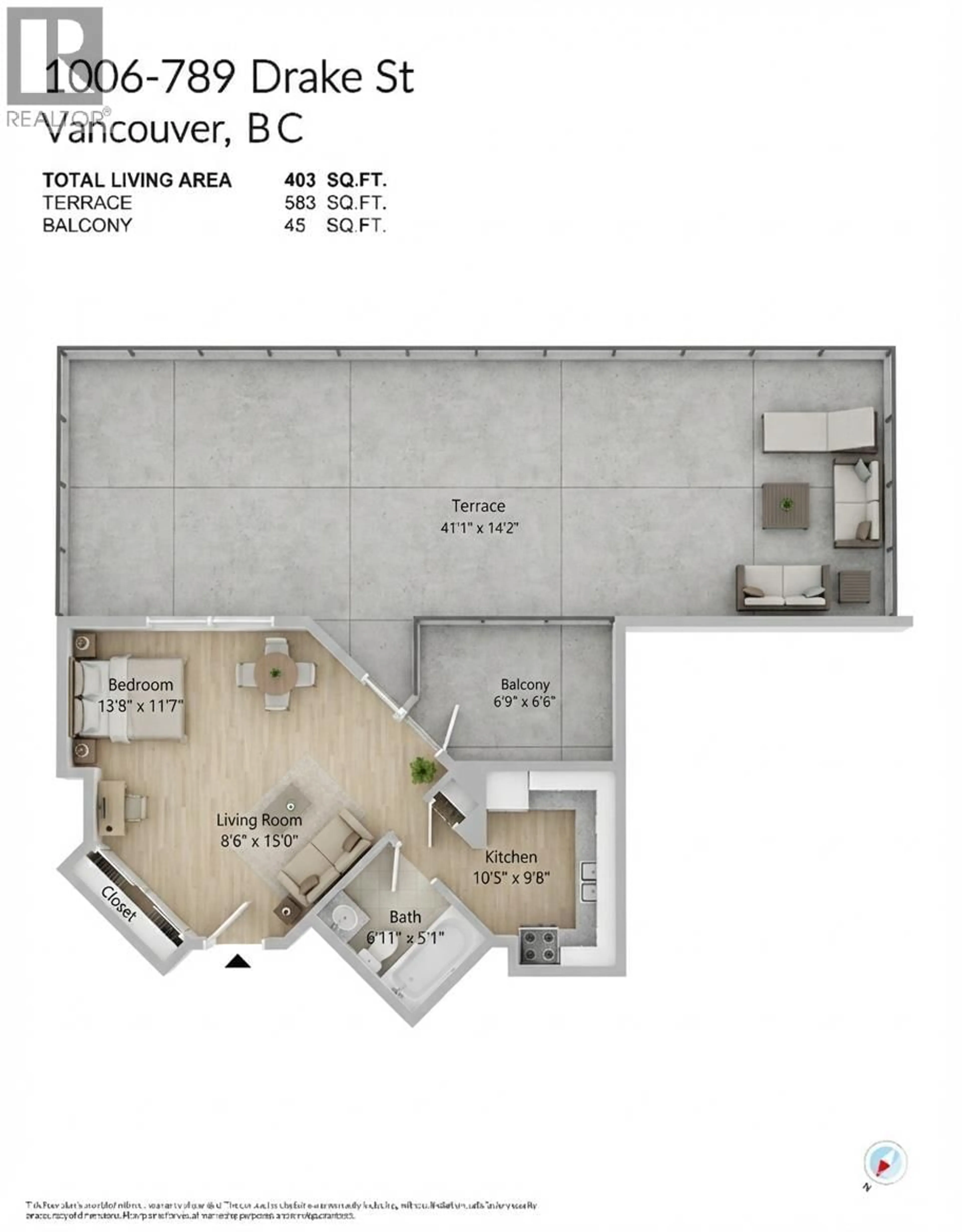 Floor plan for 1006 - 789 DRAKE STREET, Vancouver British Columbia V6Z2N7