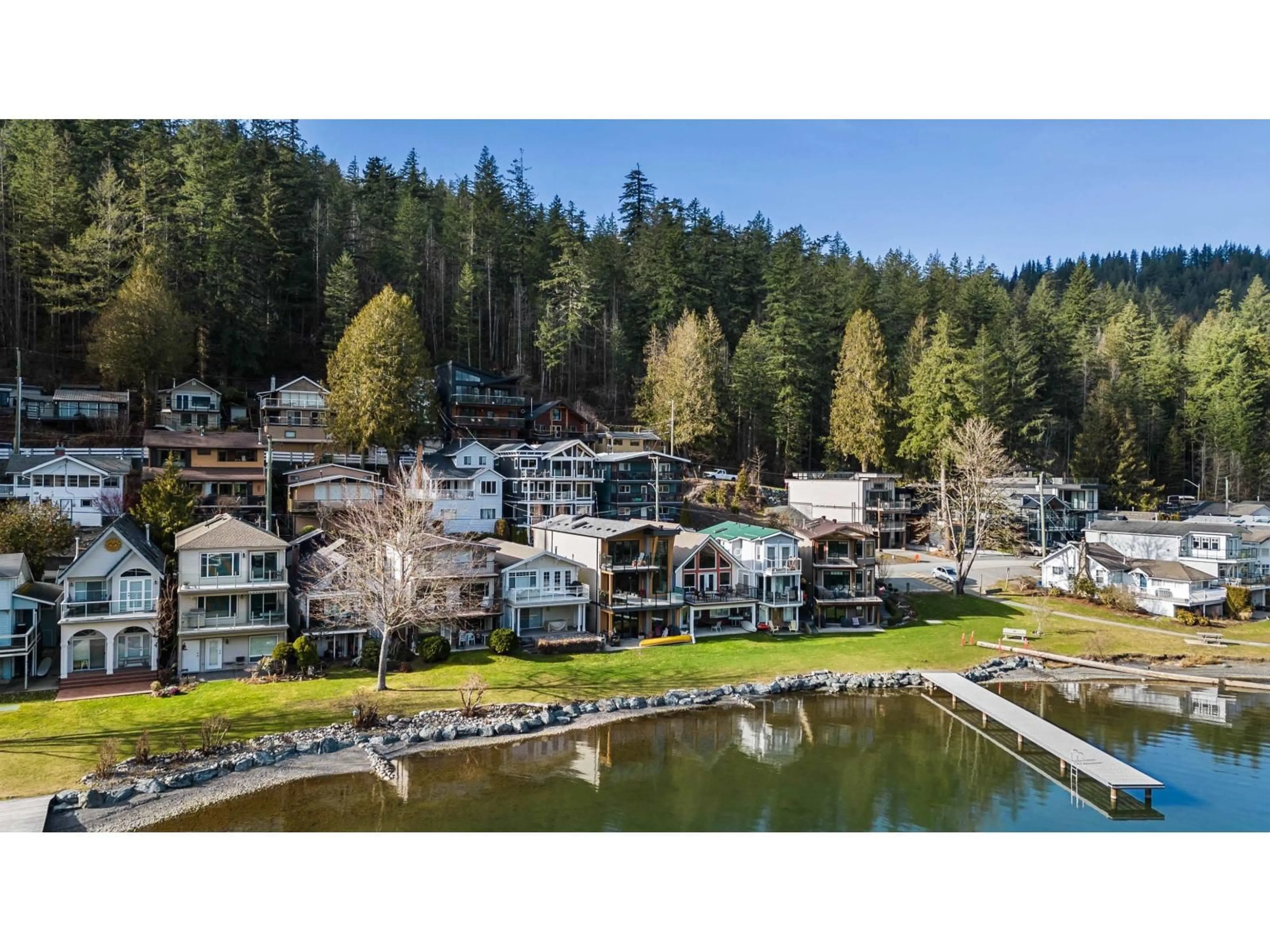 A pic from outside/outdoor area/front of a property/back of a property/a pic from drone, water/lake/river/ocean view for 202 LAKESHORE DRIVE, Cultus Lake British Columbia V2R5A1