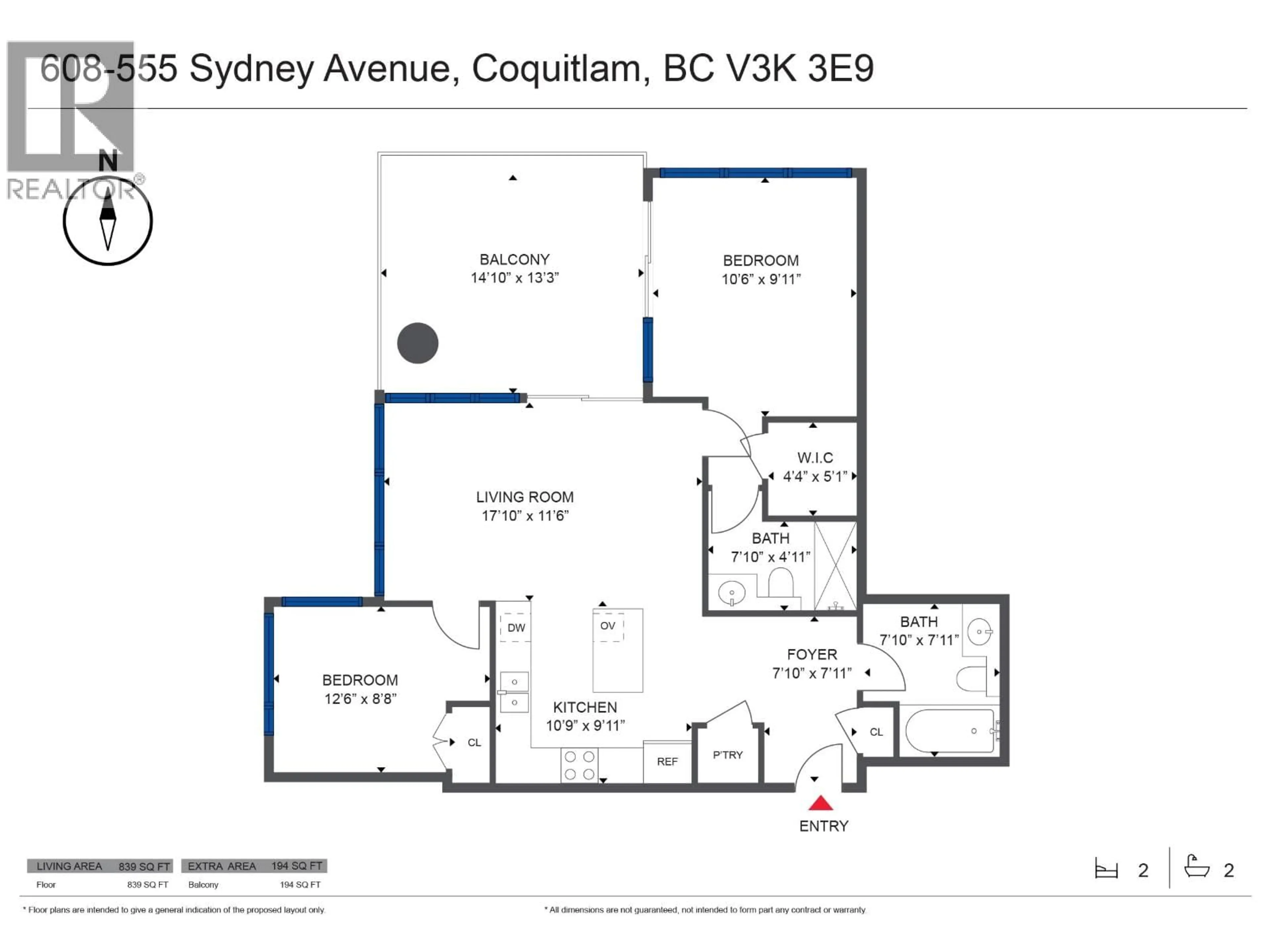 Floor plan for 608 - 555 SYDNEY AVENUE, Coquitlam British Columbia V3K0G5