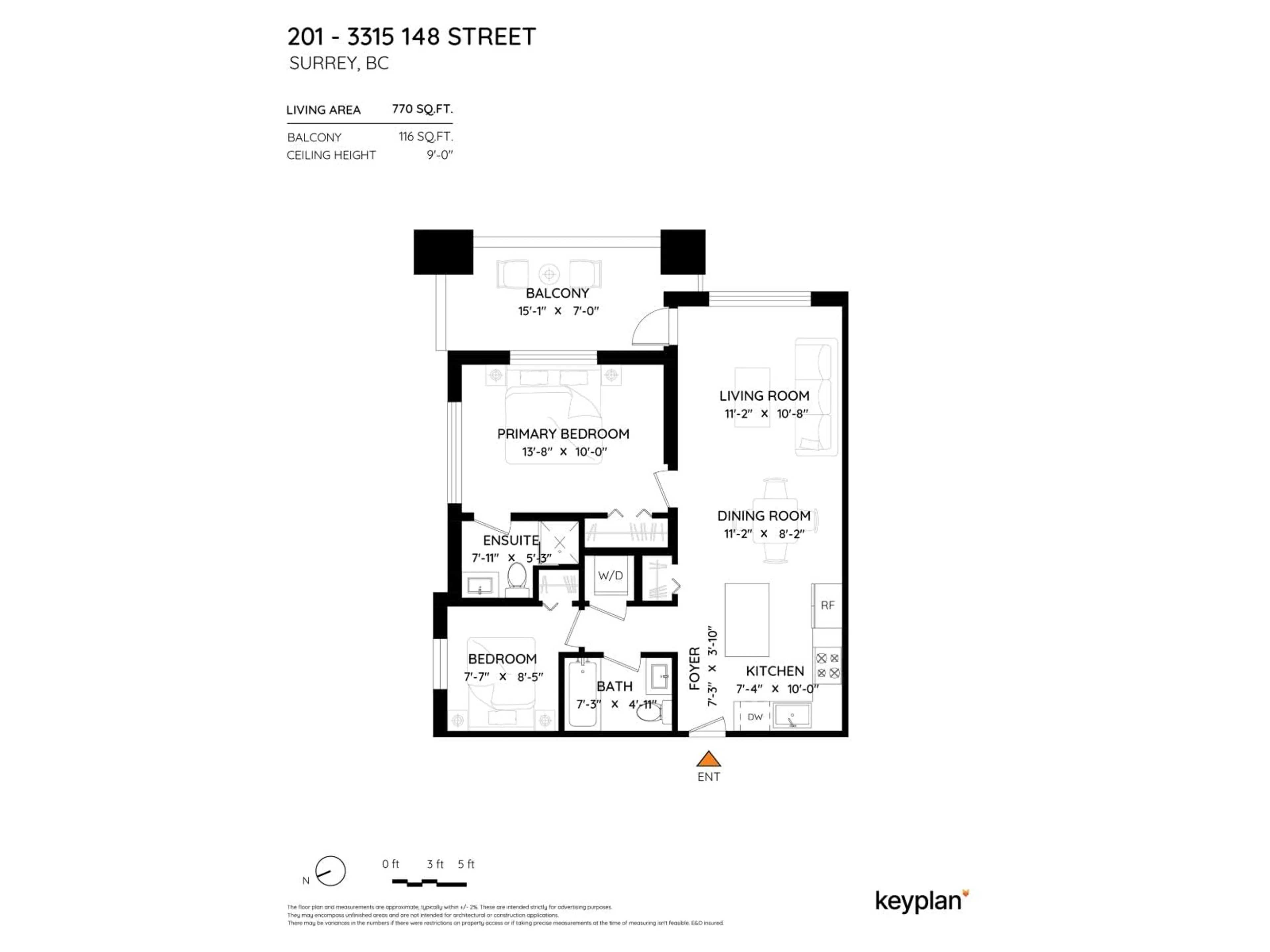 Floor plan for 201 - 3315 148 STREET, Surrey British Columbia V4P0H5
