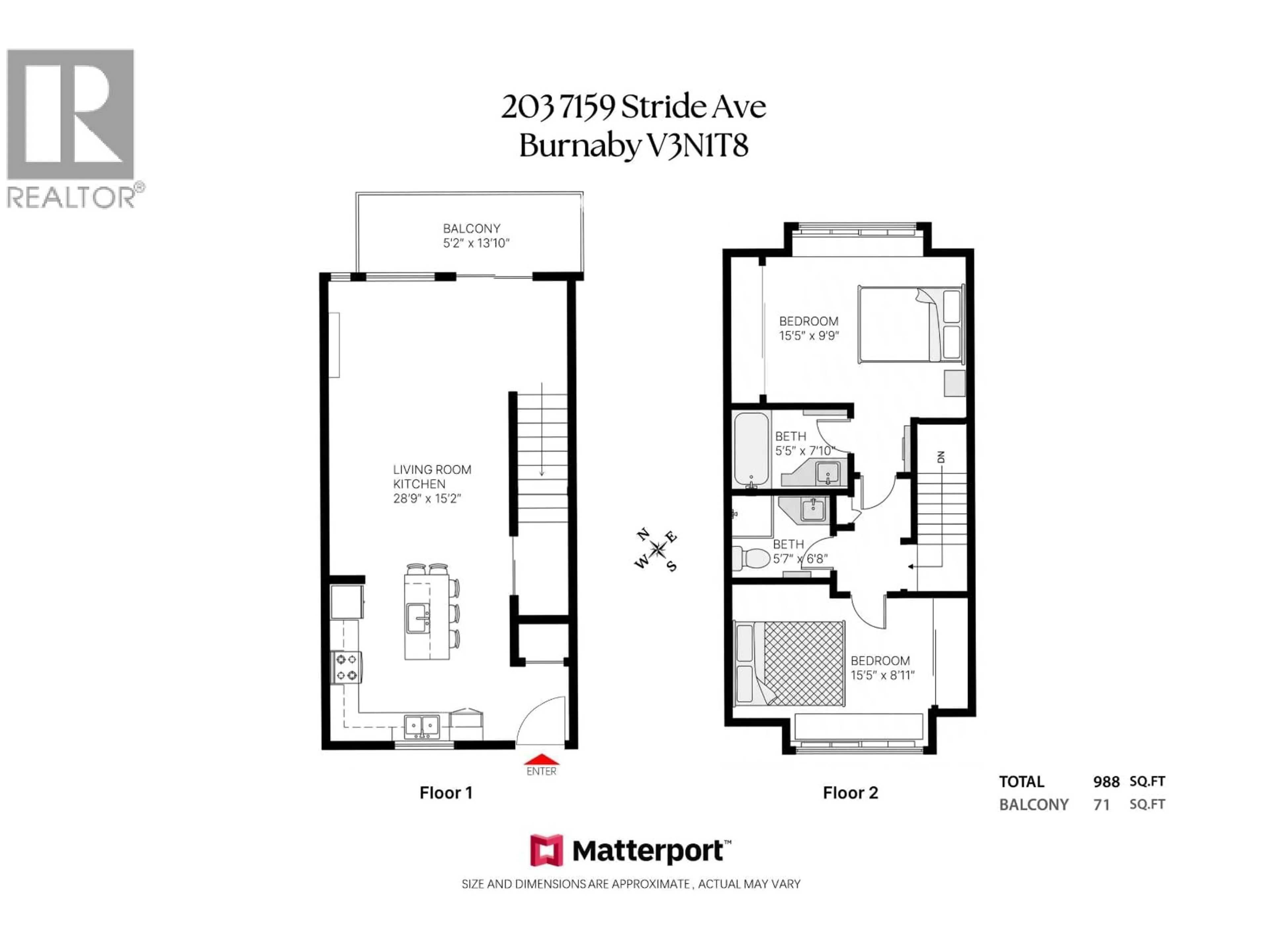 Floor plan for 203 - 7159 STRIDE AVENUE, Burnaby British Columbia V3N1T8