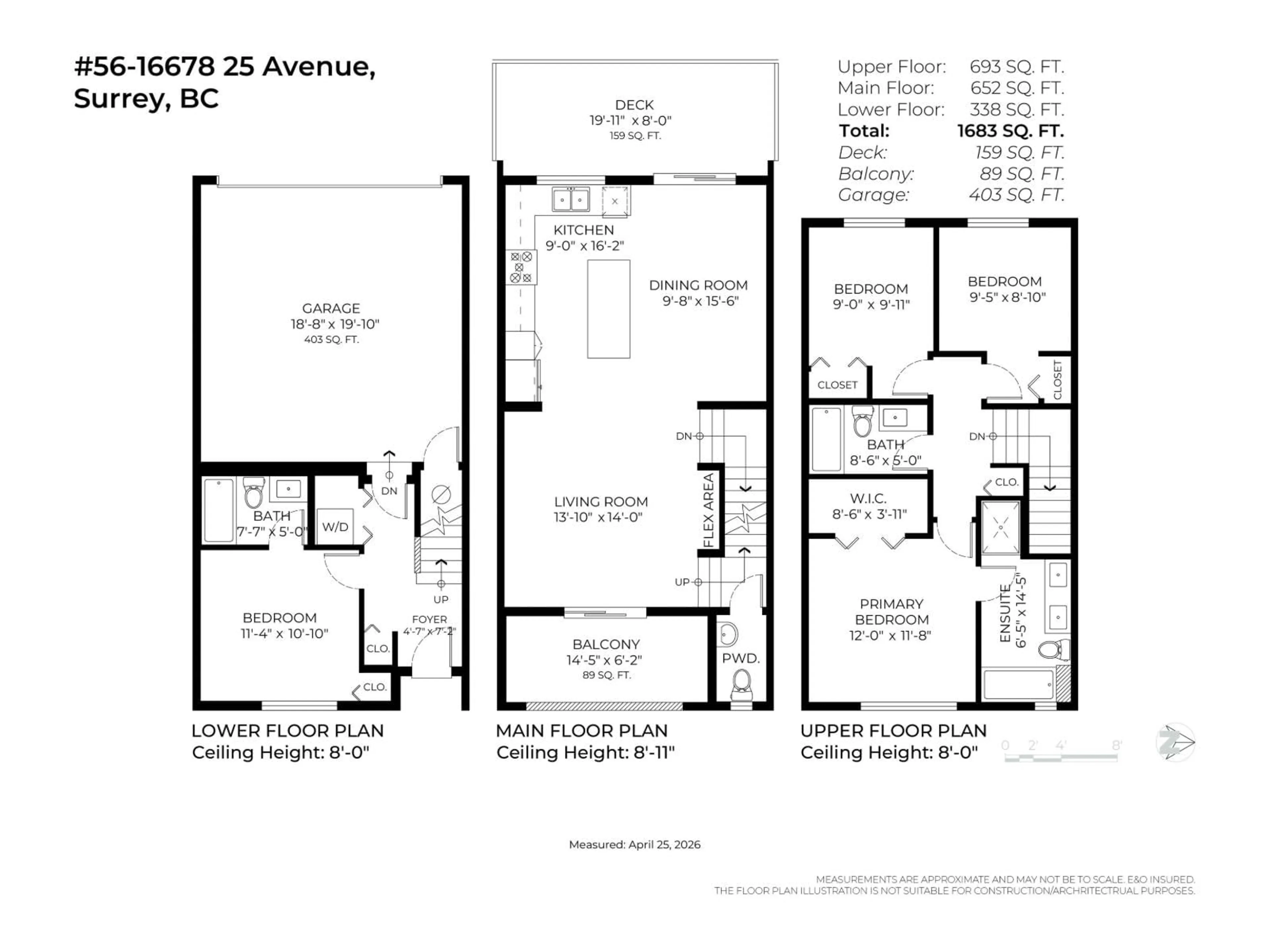 Floor plan for 56 - 16678 25 AVENUE, Surrey British Columbia V3Z0Z2