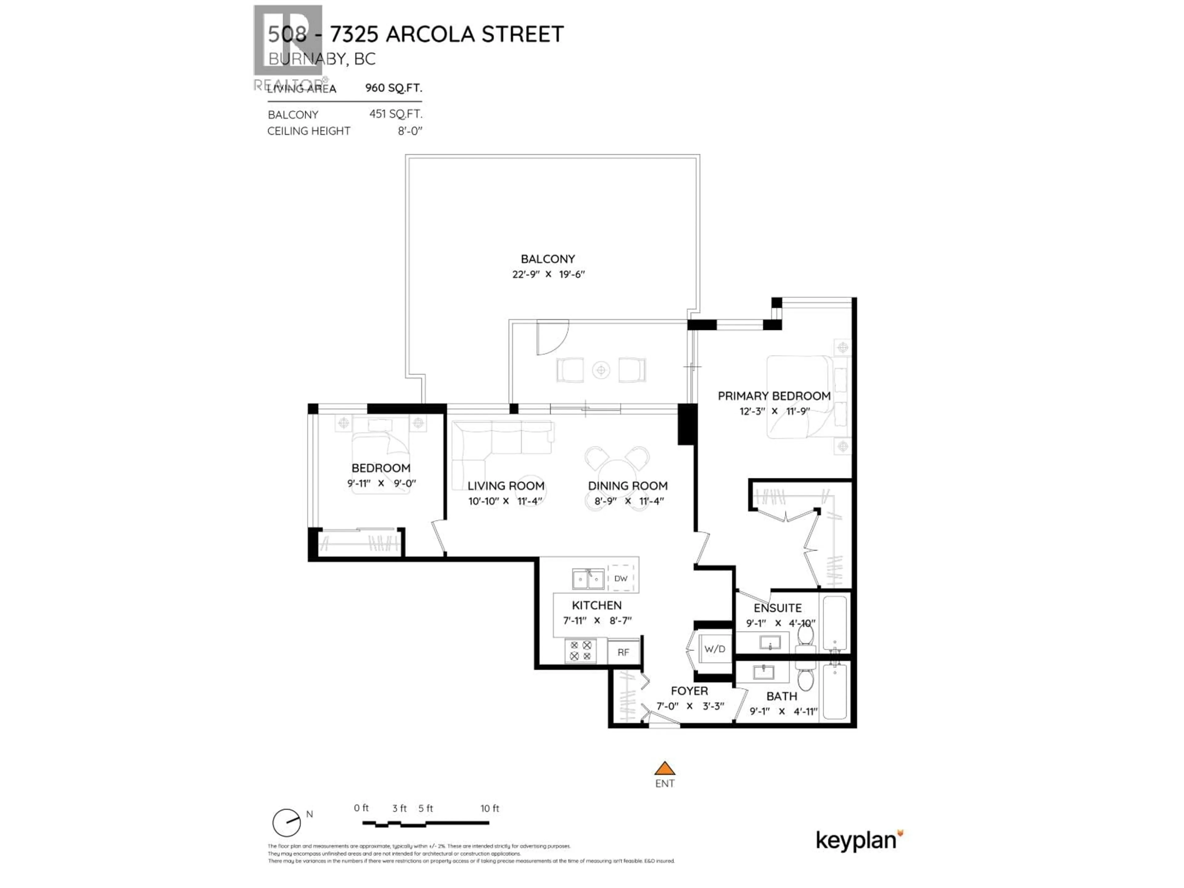 Floor plan for 508 - 7325 ARCOLA STREET, Burnaby British Columbia V5E0A8