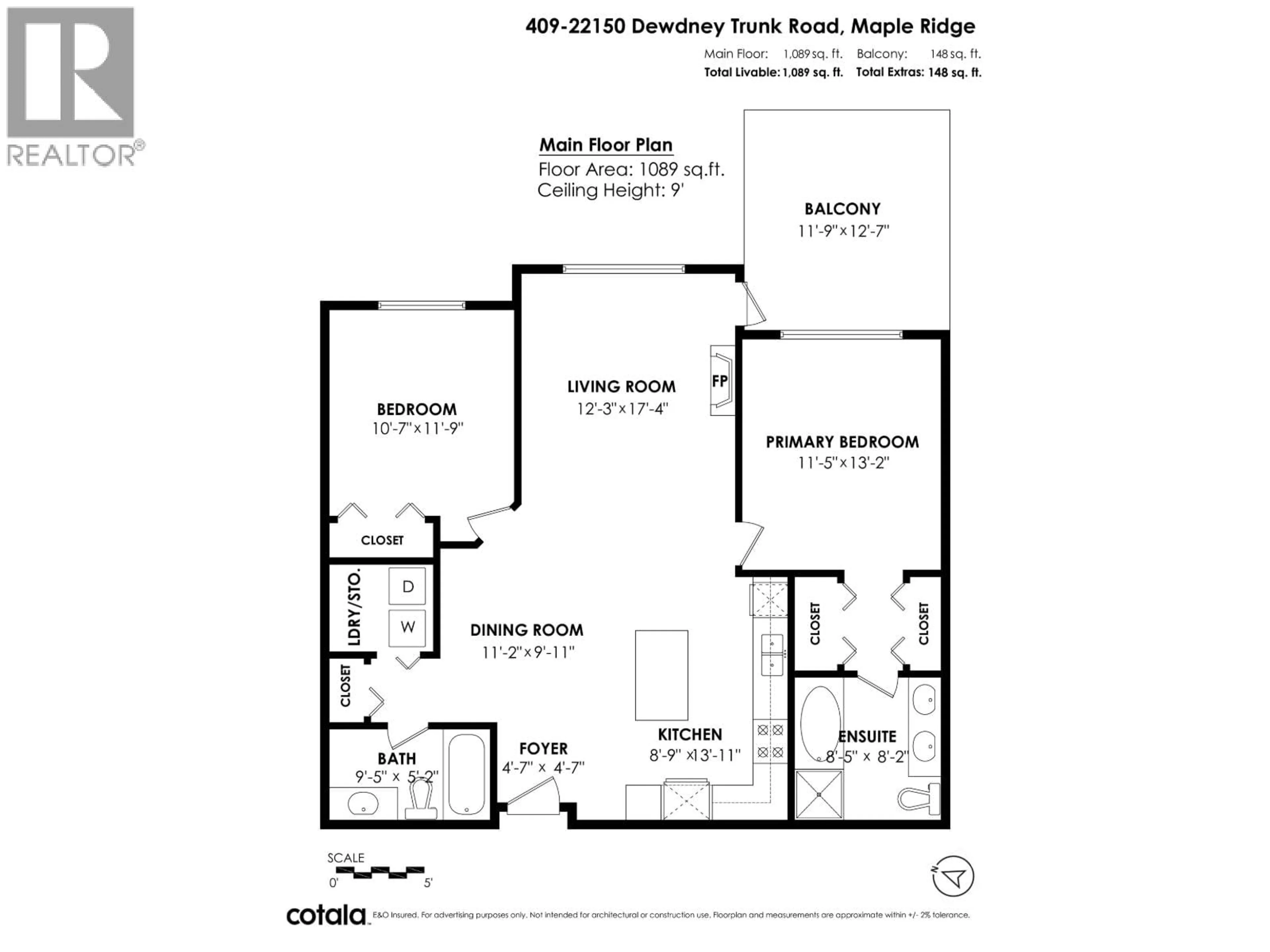 Floor plan for 409 - 22150 DEWDNEY TRUNK ROAD, Maple Ridge British Columbia V2X3H6