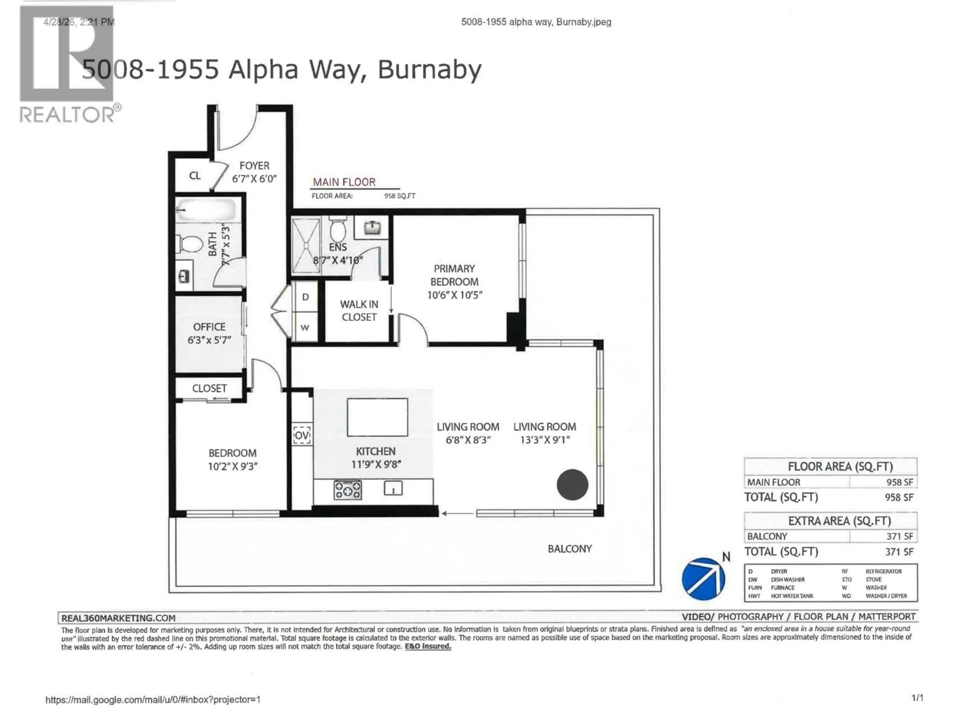 Floor plan for 5008 - 1955 ALPHA WAY, Burnaby British Columbia V5C0K6