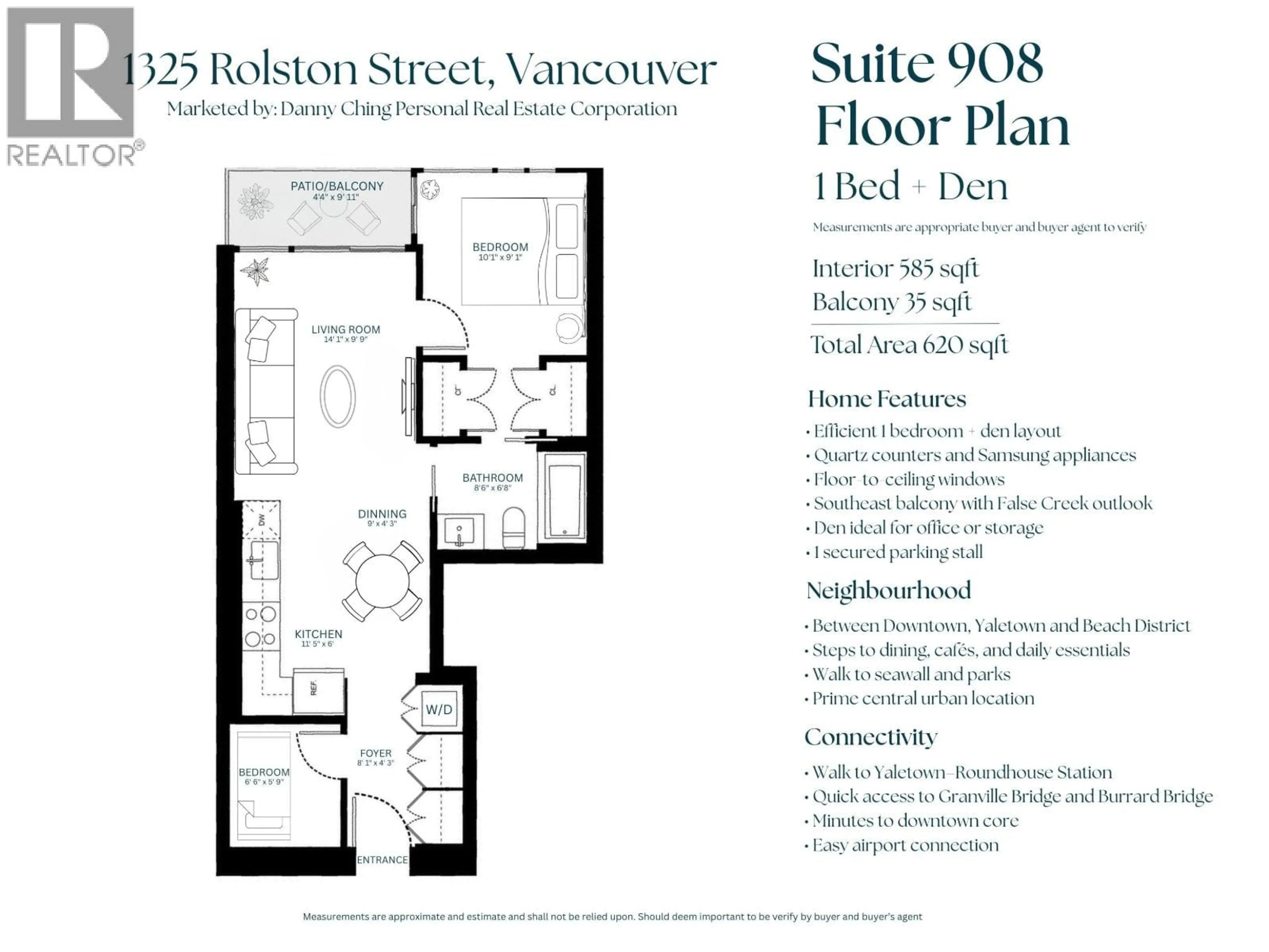 Floor plan for 908 - 1325 ROLSTON STREET, Vancouver British Columbia V6B0M2