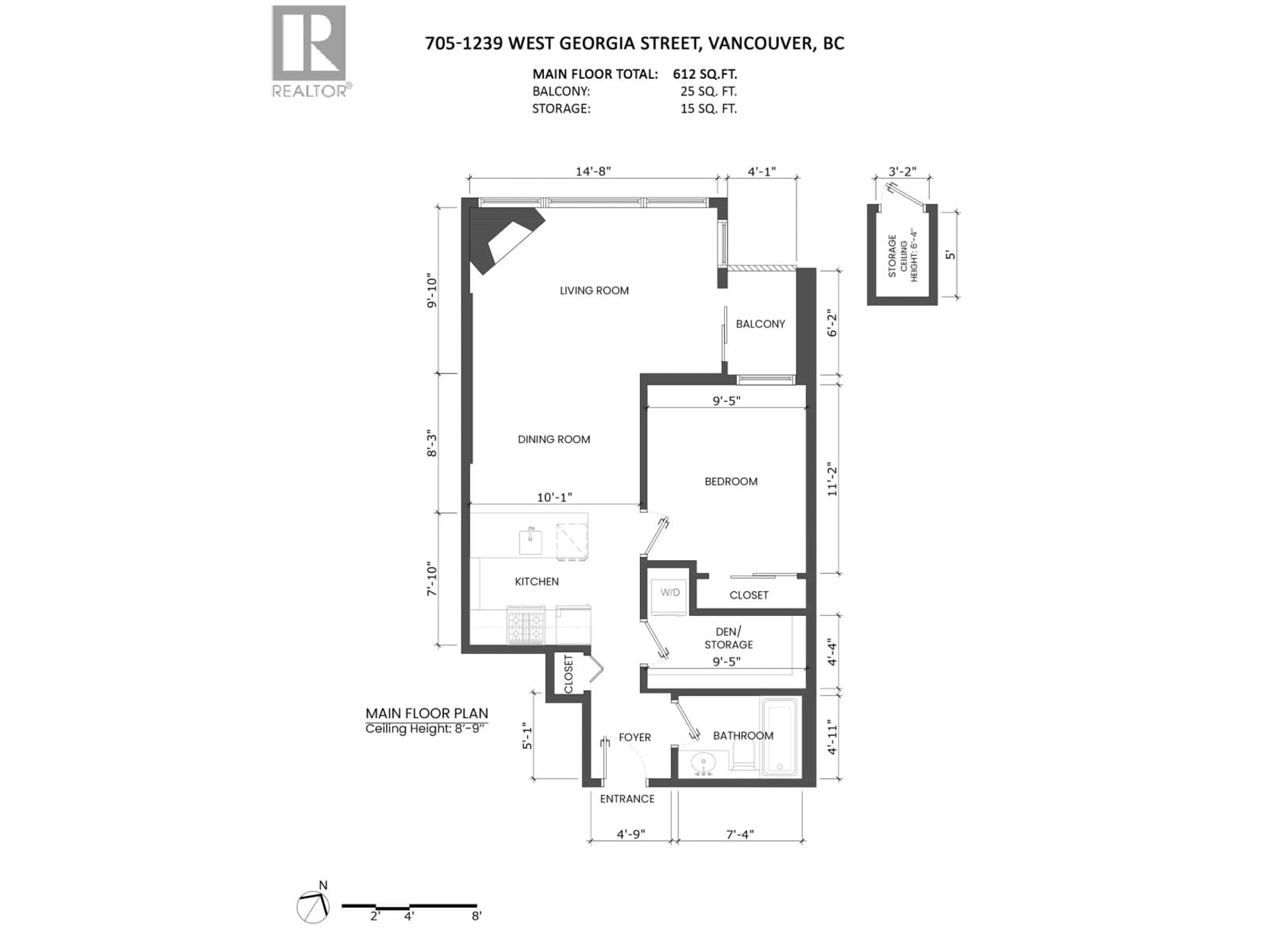 Floor plan for 705 - 1239 GEORGIA STREET, Vancouver British Columbia V6B4R8