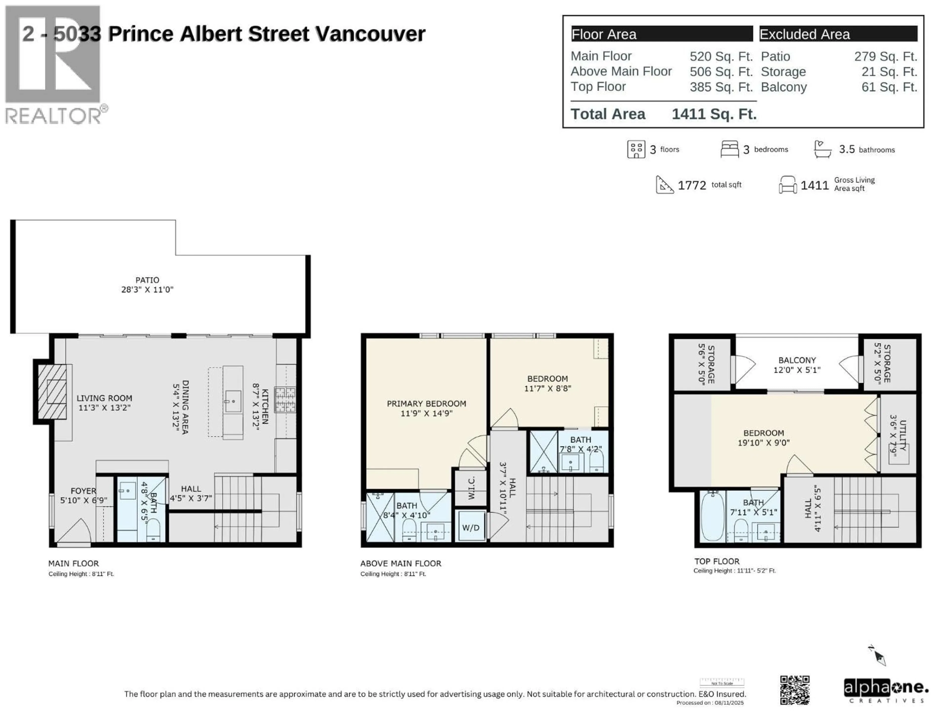 Floor plan for 2 - 5033 PRINCE ALBERT STREET, Vancouver British Columbia V5W3C5