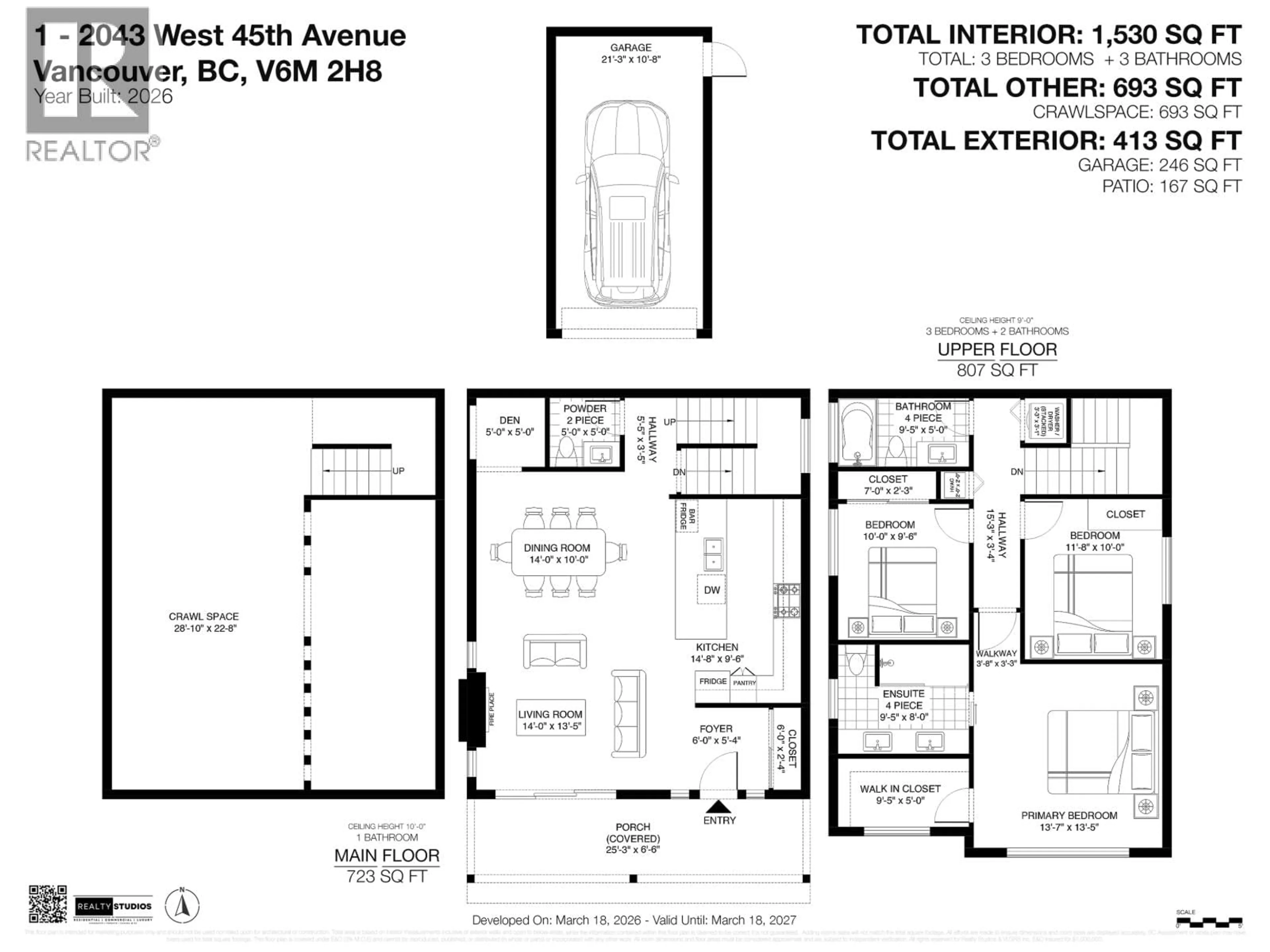 Floor plan for 1 - 2043 45TH AVENUE, Vancouver British Columbia V6M2H8