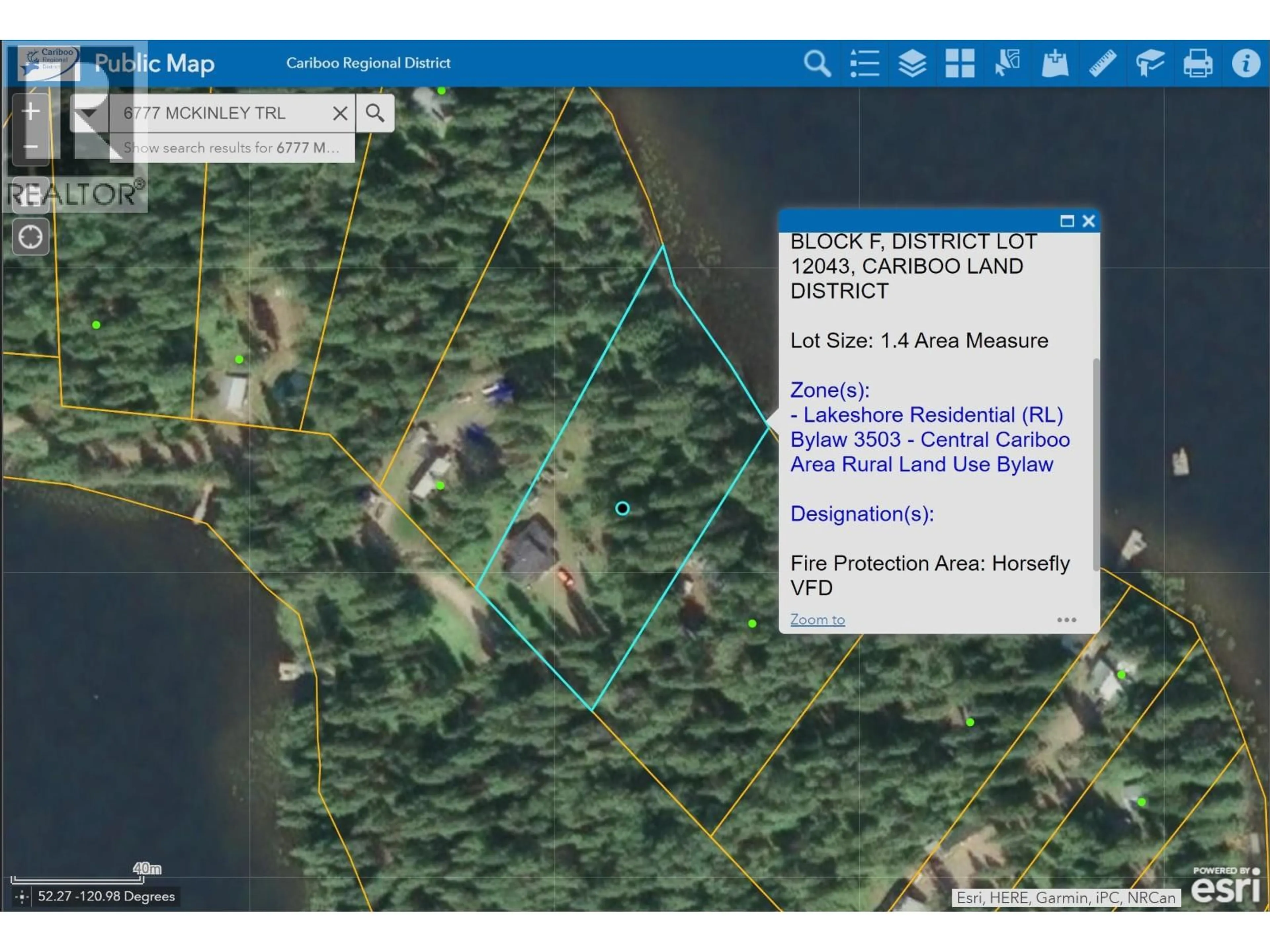 Picture of a map for 6777 MCKINLEY TRAIL, Horsefly British Columbia V0L1L0
