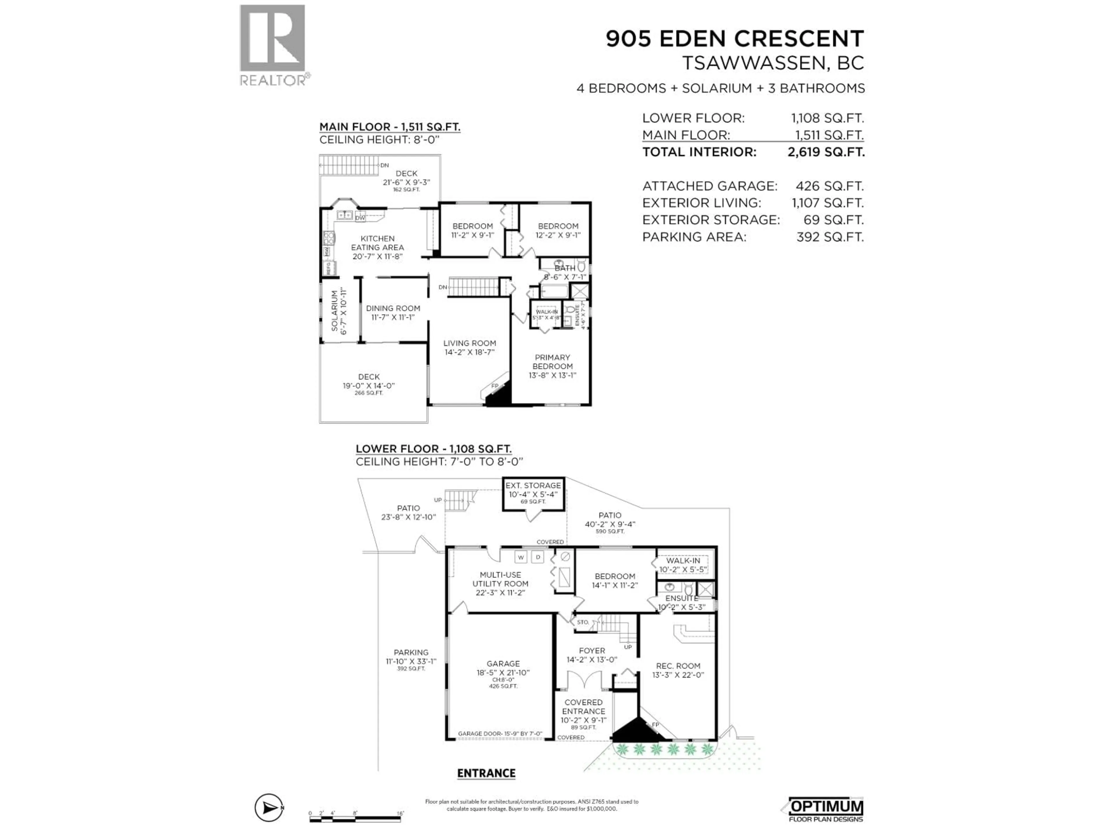 Floor plan for 905 EDEN CRESCENT, Tsawwassen British Columbia V4L1W6