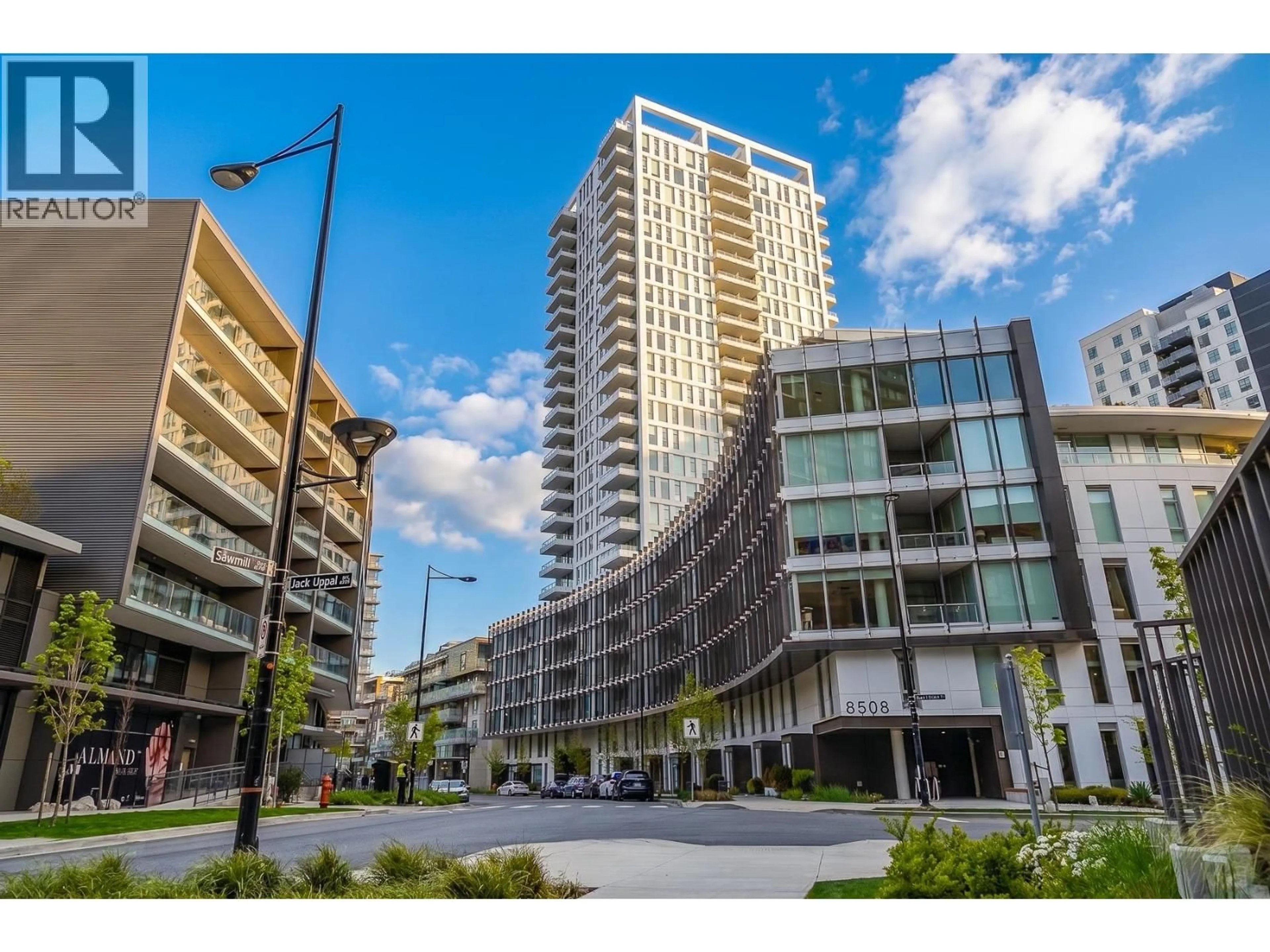 A pic from outside/outdoor area/front of a property/back of a property/a pic from drone, street for 1402 - 3438 SAWMILL CRESCENT, Vancouver British Columbia V5S0E3