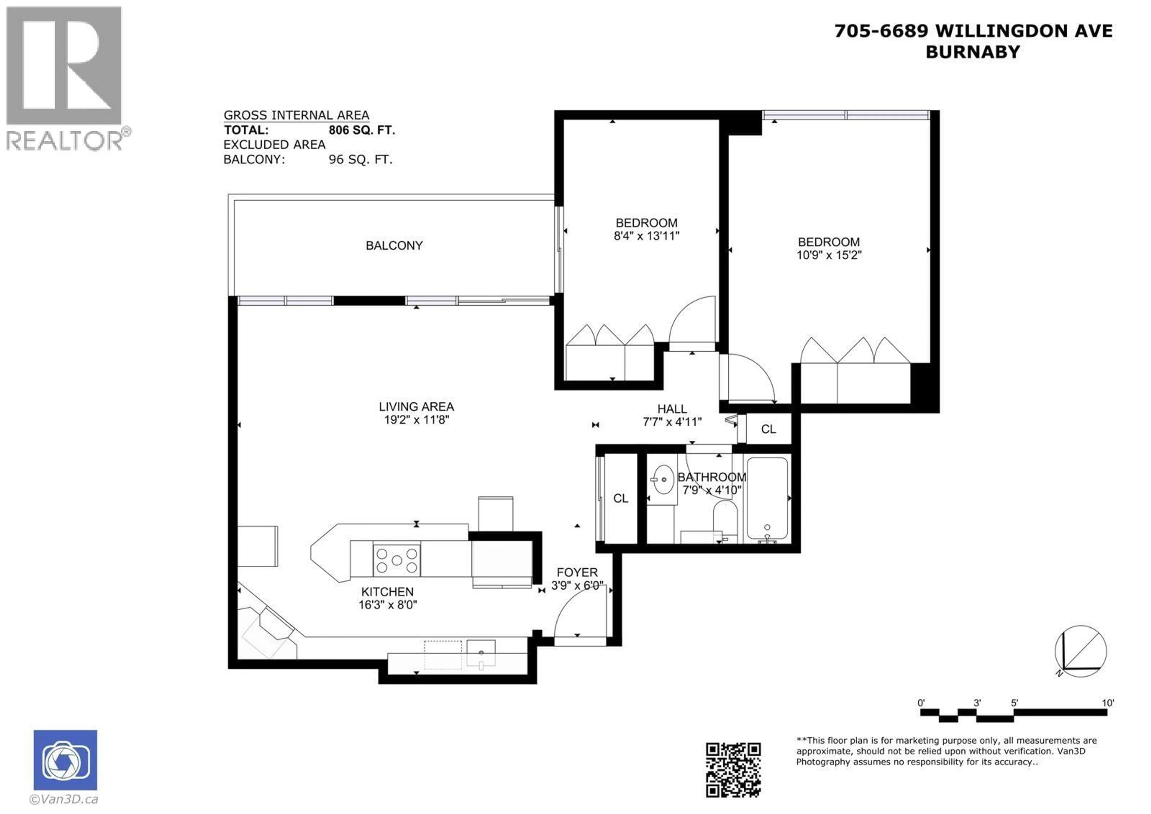 Floor plan for 705 - 6689 WILLINGDON AVENUE, Burnaby British Columbia V5H3Y8