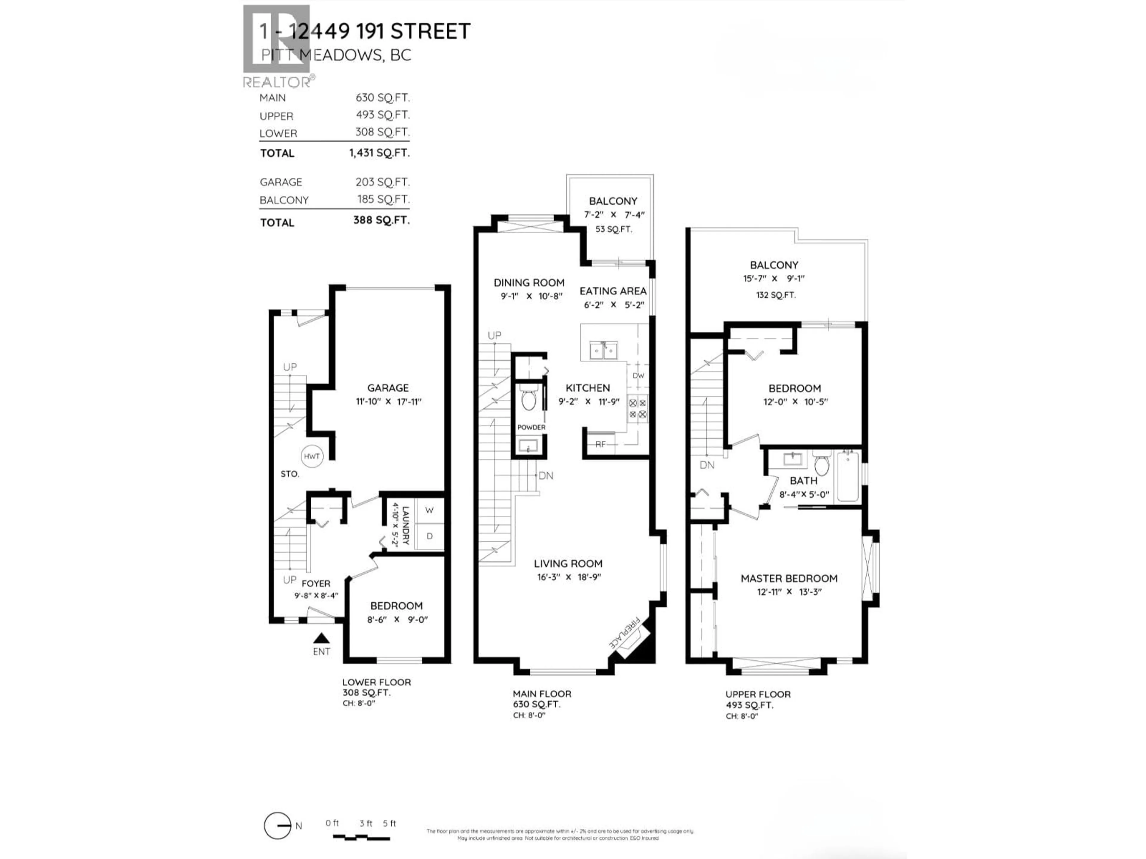 Floor plan for 1 - 12449 191 STREET, Pitt Meadows British Columbia V3Y2R4