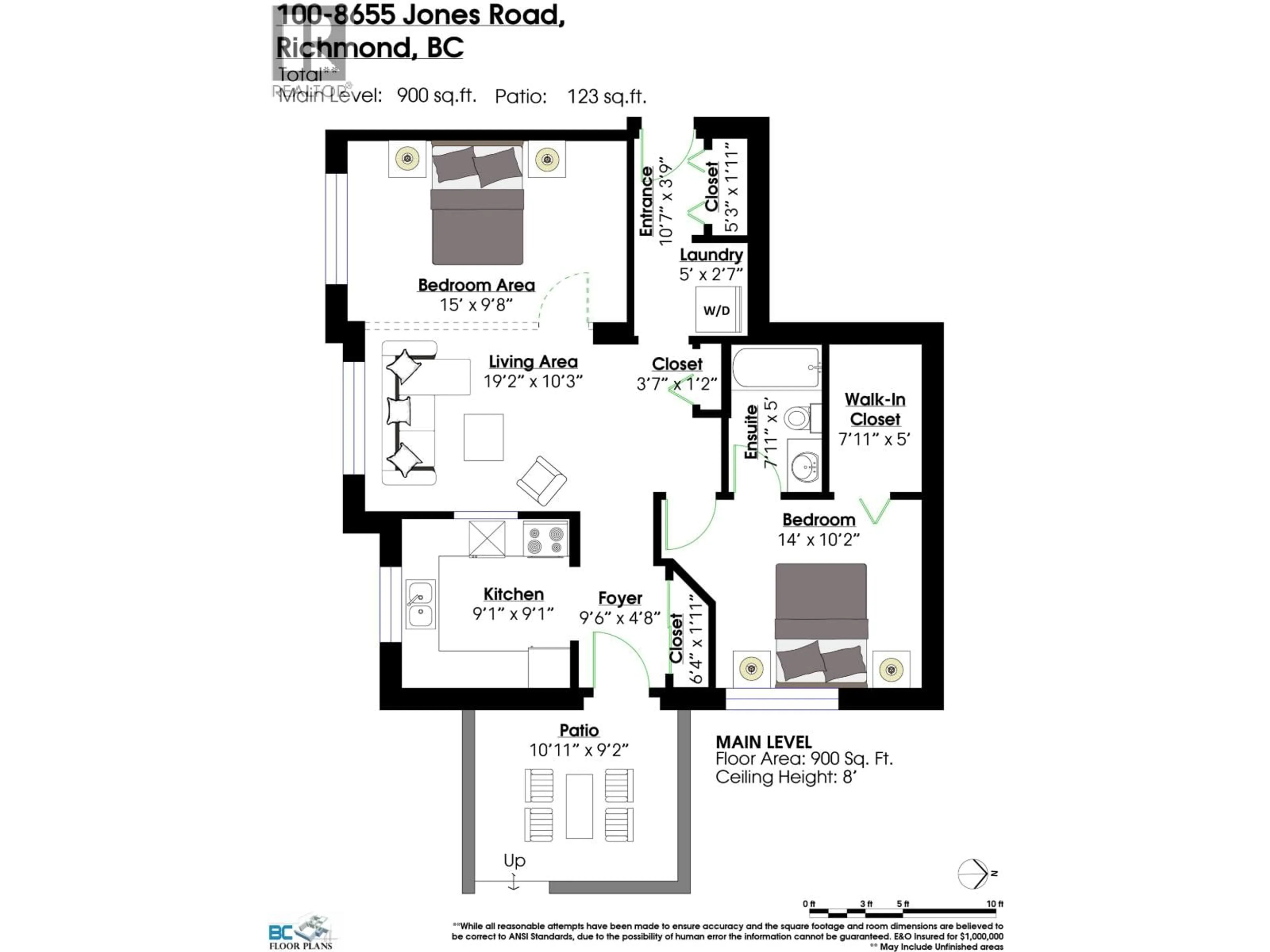 Floor plan for 100 - 8655 JONES ROAD, Richmond British Columbia V6Y3V7