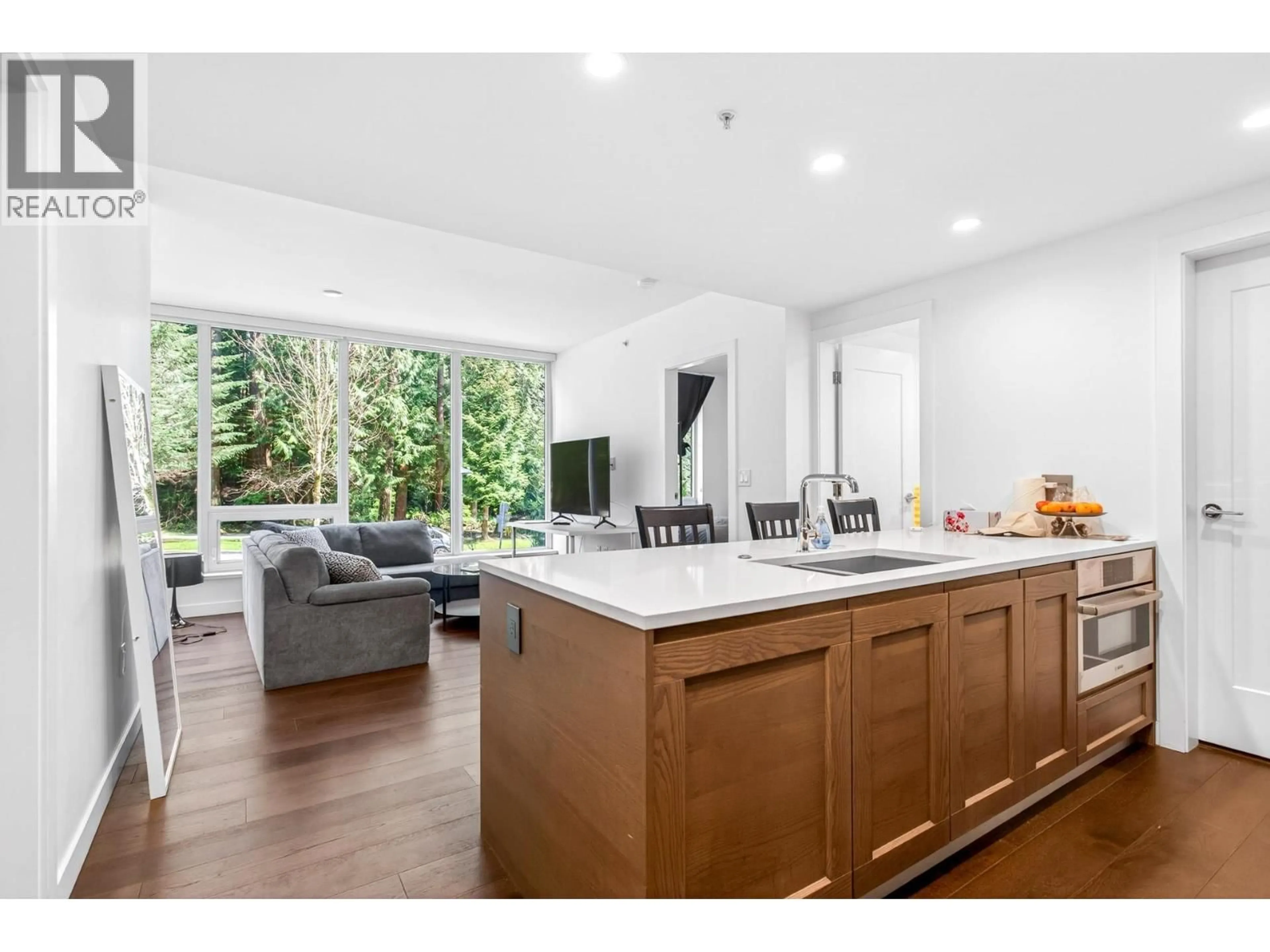 Open concept kitchen, wood/laminate floor for 204 - 5629 BIRNEY AVENUE, Vancouver British Columbia V6S0L5