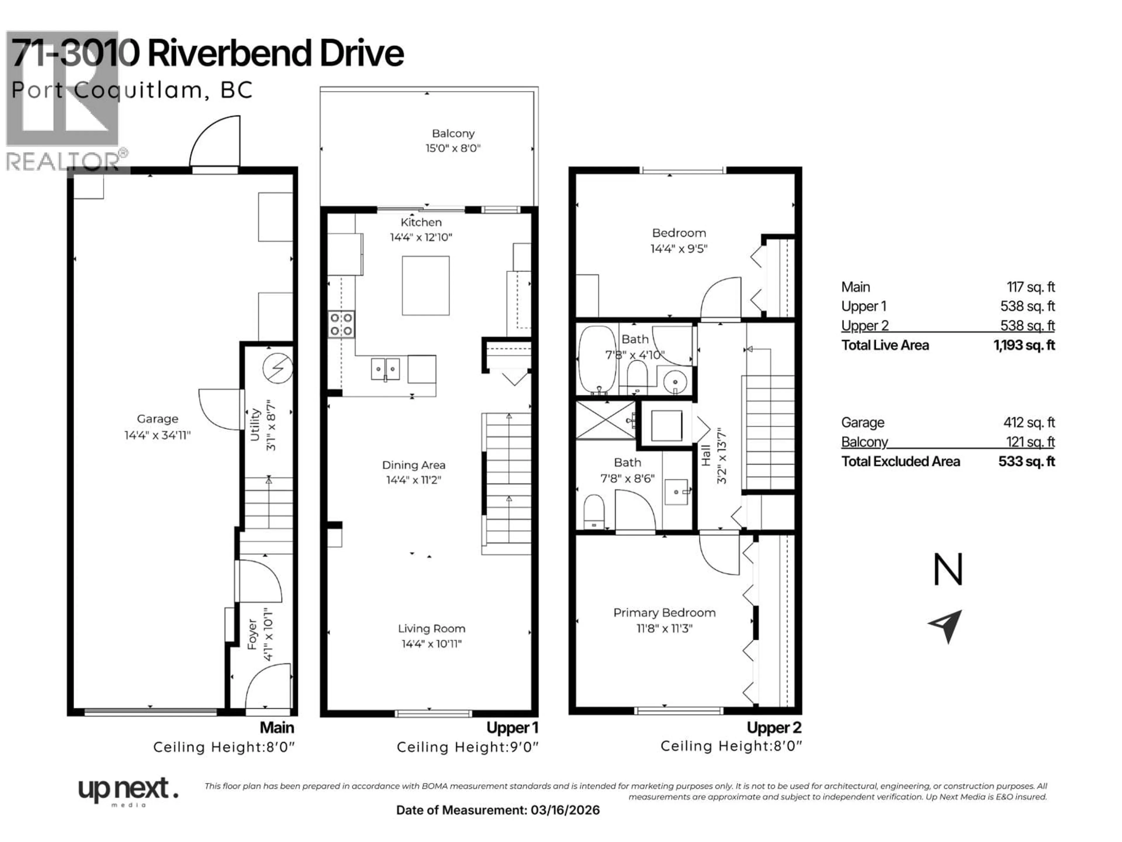 Floor plan for 71 - 3010 RIVERBEND DRIVE, Coquitlam British Columbia V3C0B8