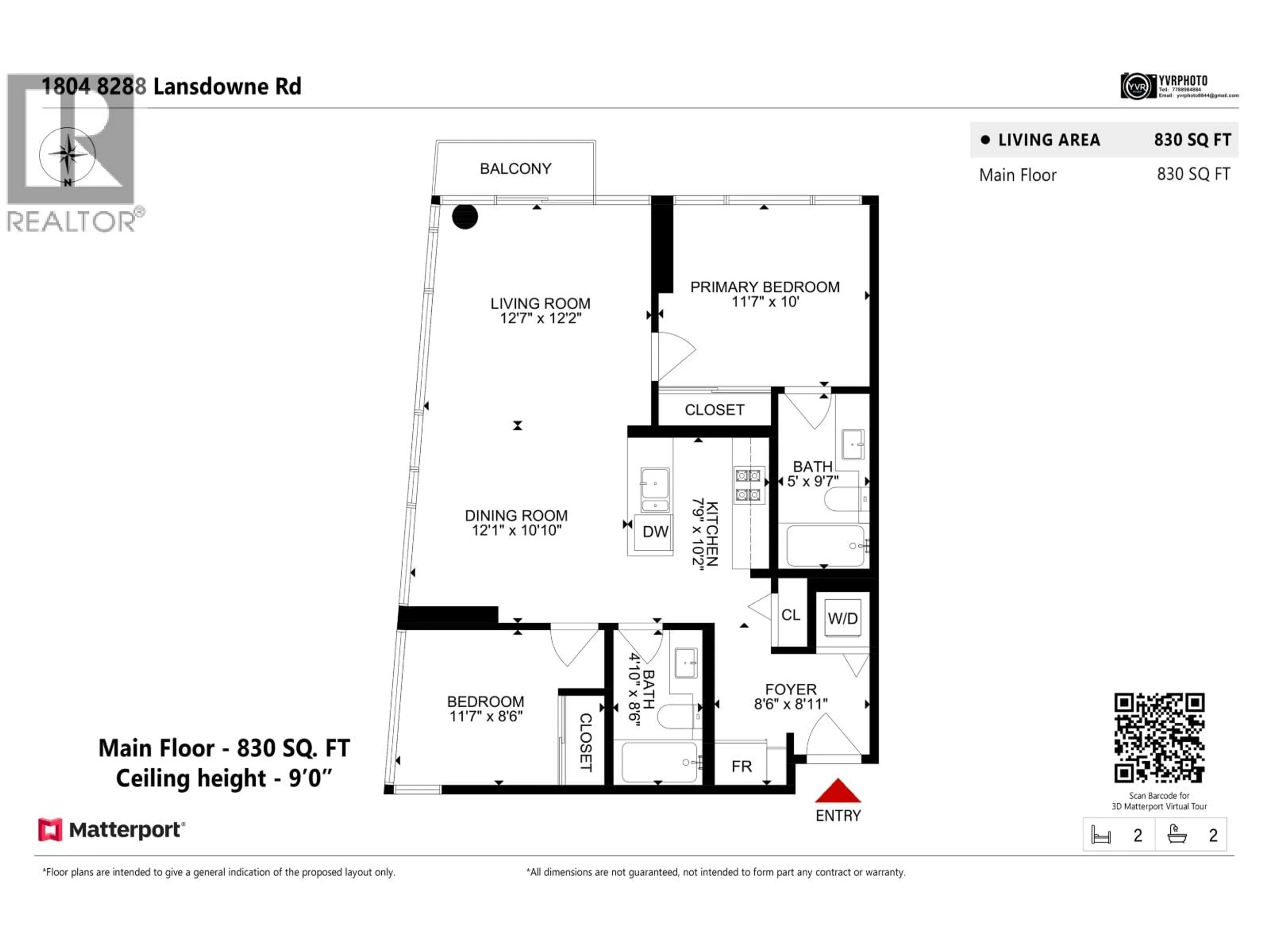 Floor plan for 1804 - 8288 LANSDOWNE ROAD, Richmond British Columbia V6X0B3