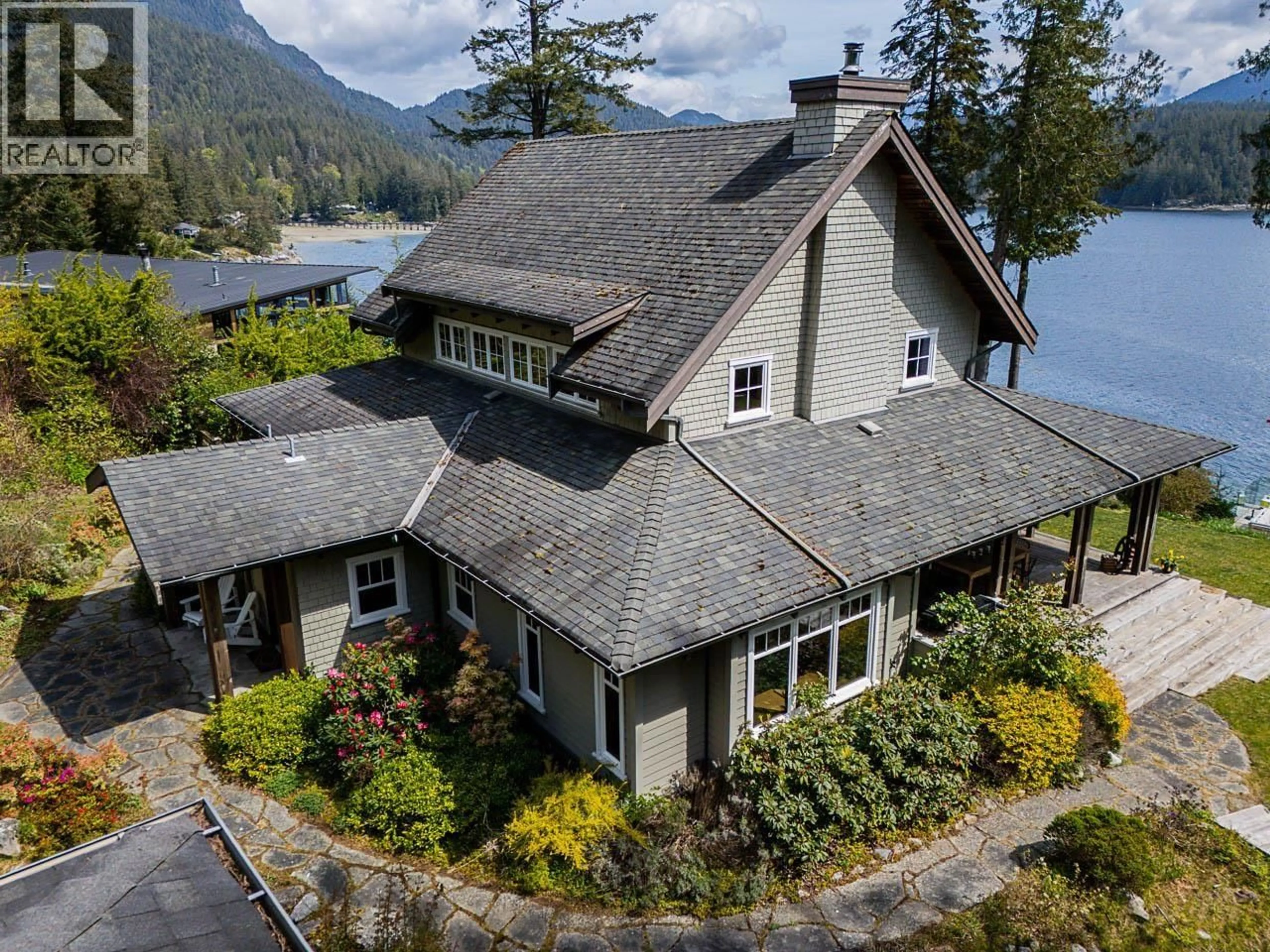 A pic from outside/outdoor area/front of a property/back of a property/a pic from drone, water/lake/river/ocean view for 766 THE GROVE ROAD, Gambier Island British Columbia V0N1V0