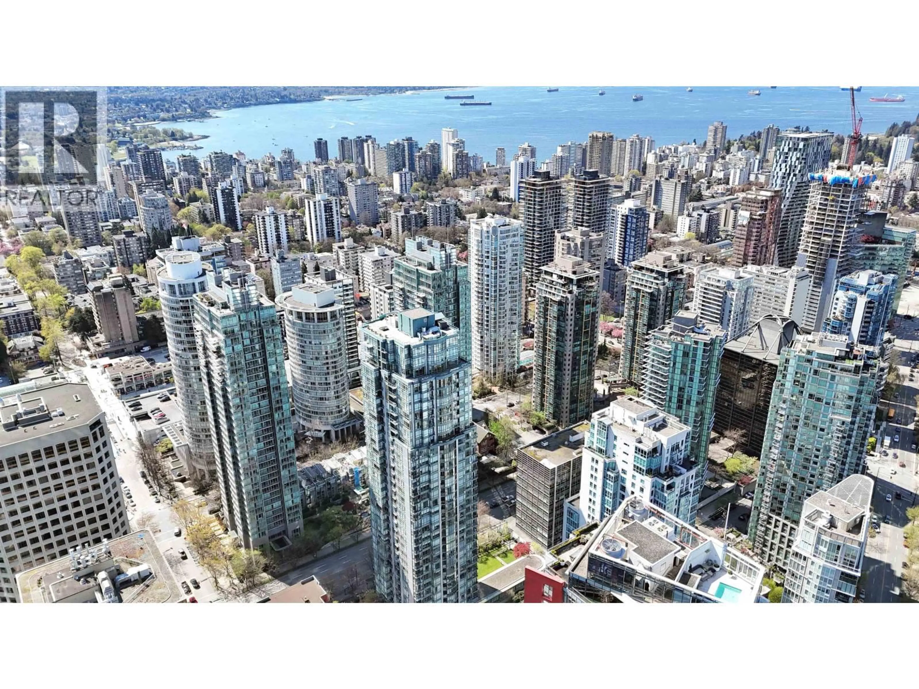 A pic from outside/outdoor area/front of a property/back of a property/a pic from drone, city buildings view from balcony for 2602 - 1238 MELVILLE, Vancouver British Columbia V6E4N2