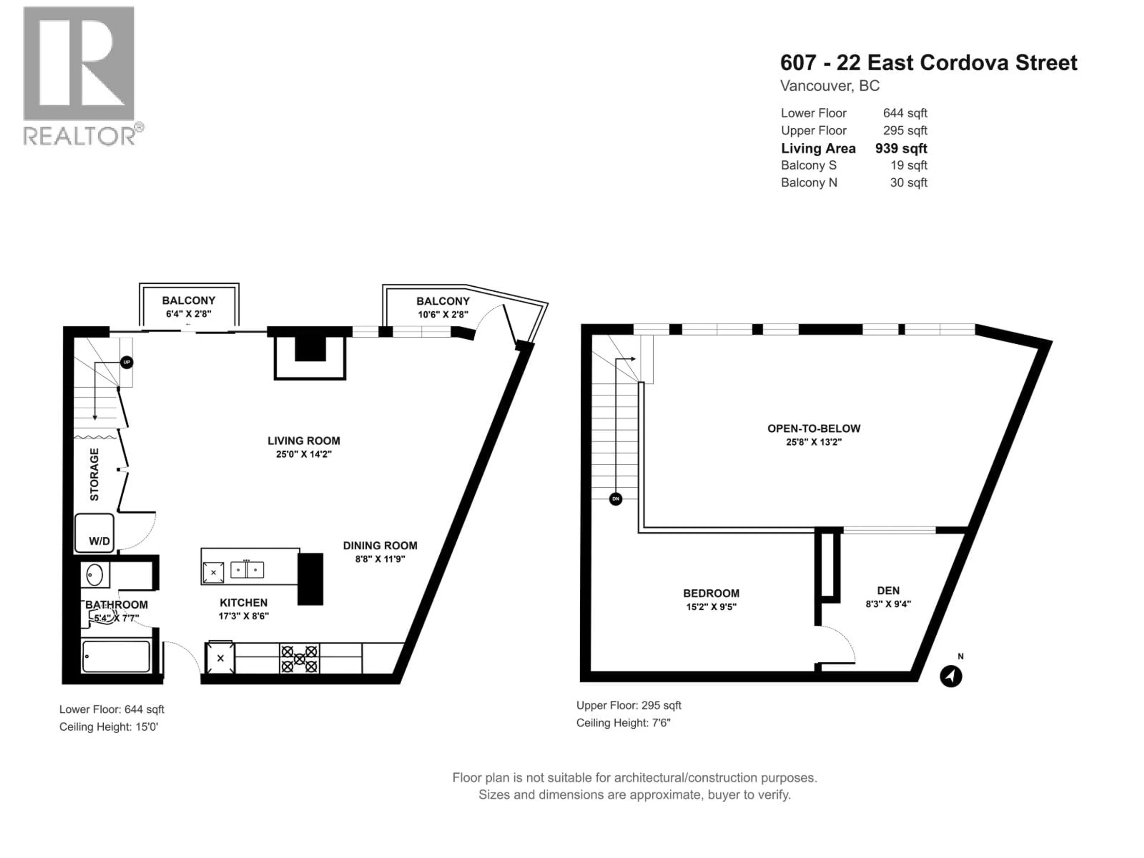 Floor plan for 607 - 22 CORDOVA STREET, Vancouver British Columbia V6A4G8