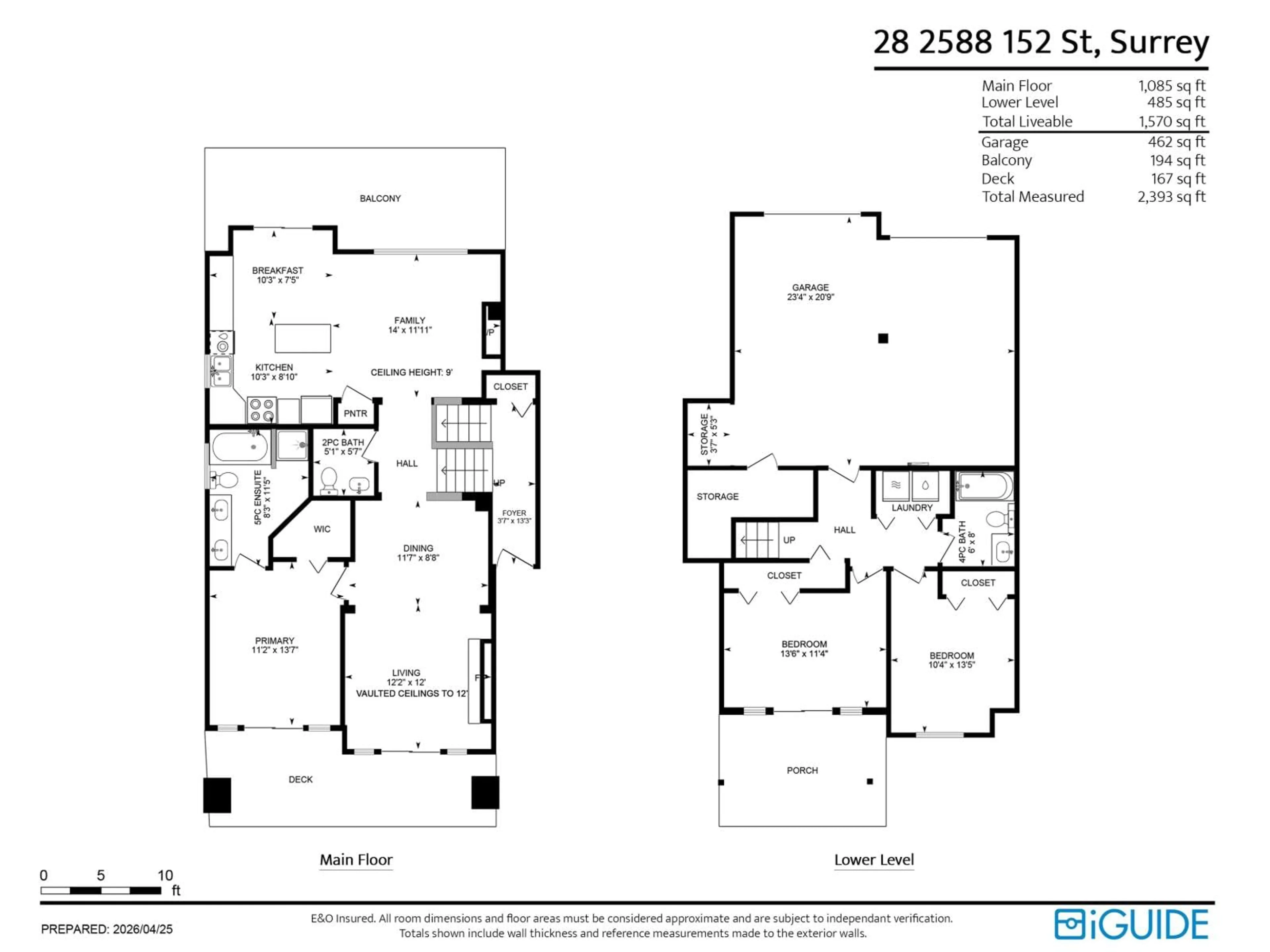 Floor plan for 28 - 2588 152 STREET, Surrey British Columbia V4P3H9