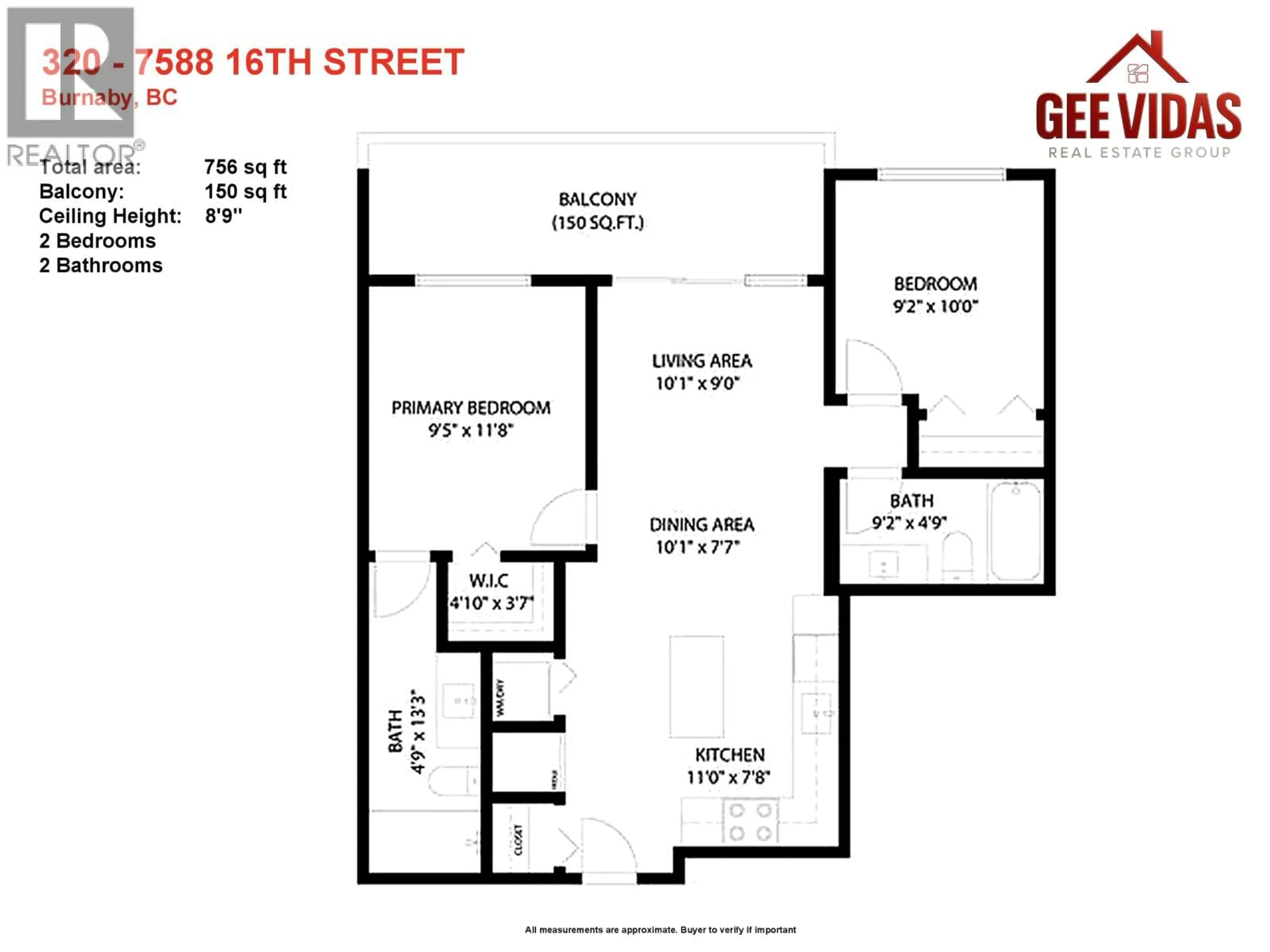 Floor plan for 320 - 7588 16TH STREET, Burnaby British Columbia V3N0H8