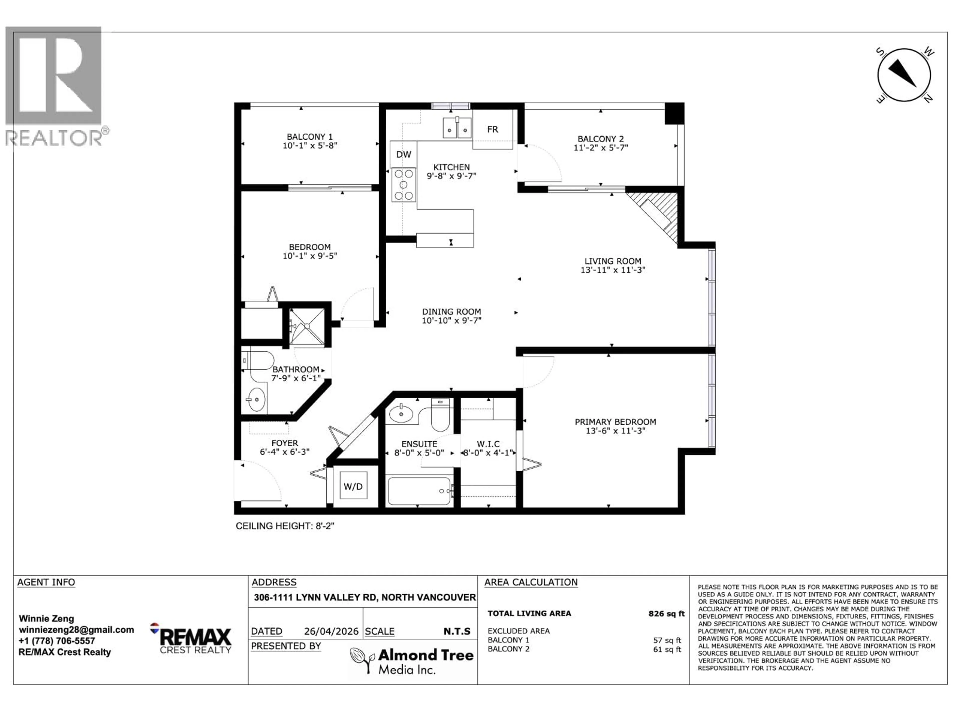 Floor plan for 306 - 1111 LYNN VALLEY ROAD, North Vancouver British Columbia V7J3V4