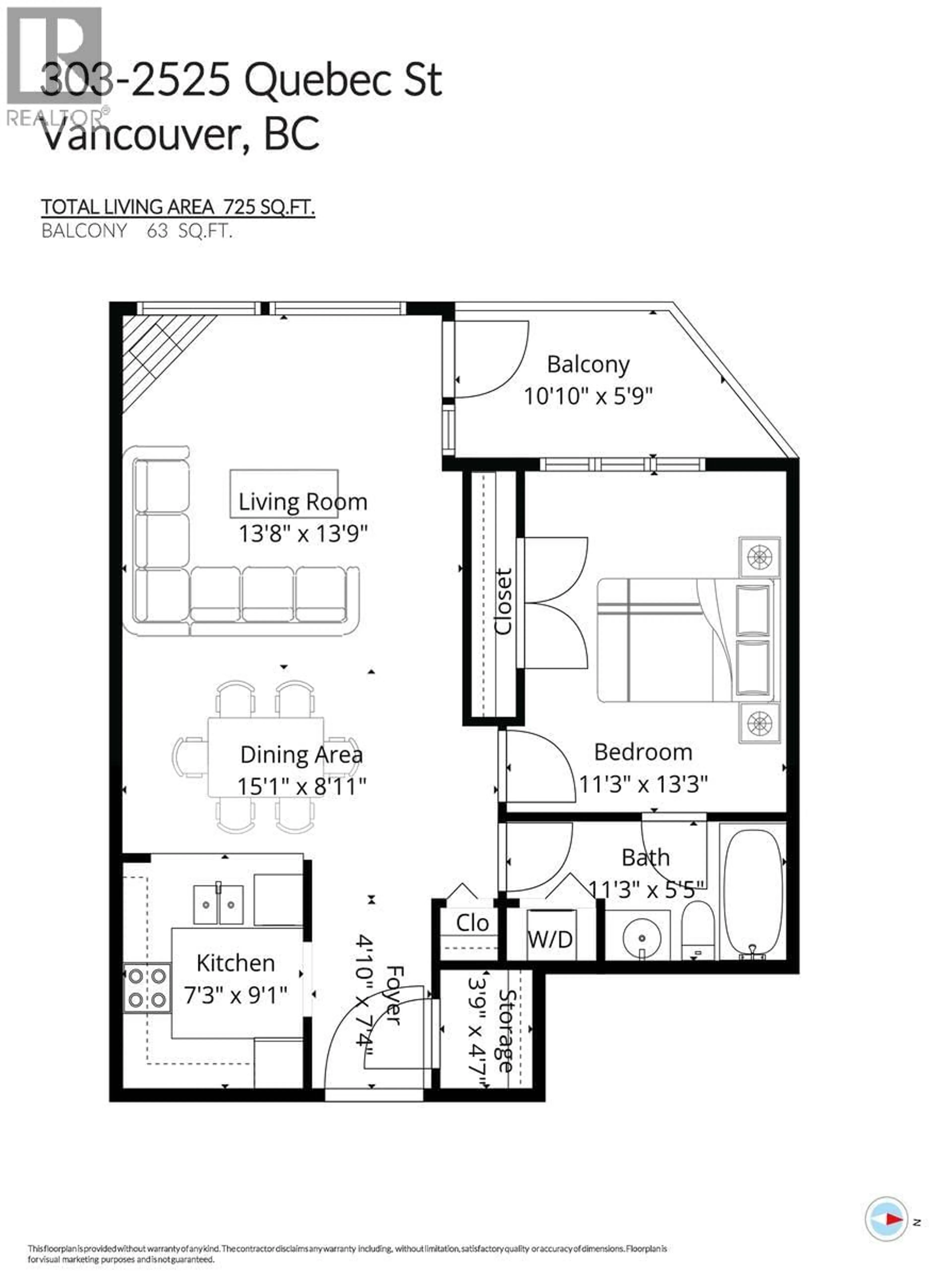 Floor plan for 303 - 2525 QUEBEC STREET, Vancouver British Columbia V5T4R5