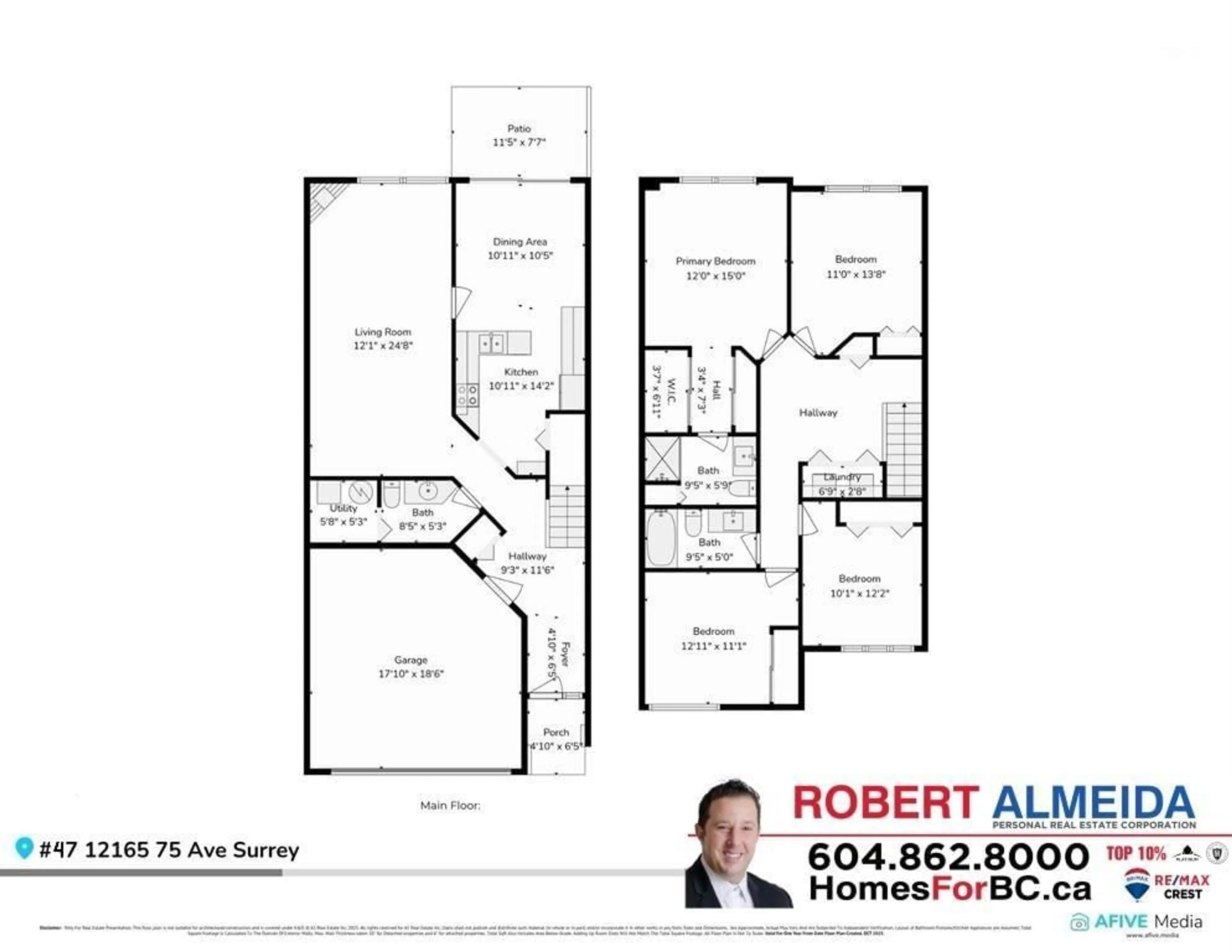 Floor plan for 47 - 12165 75 AVENUE, Surrey British Columbia V3W0W7