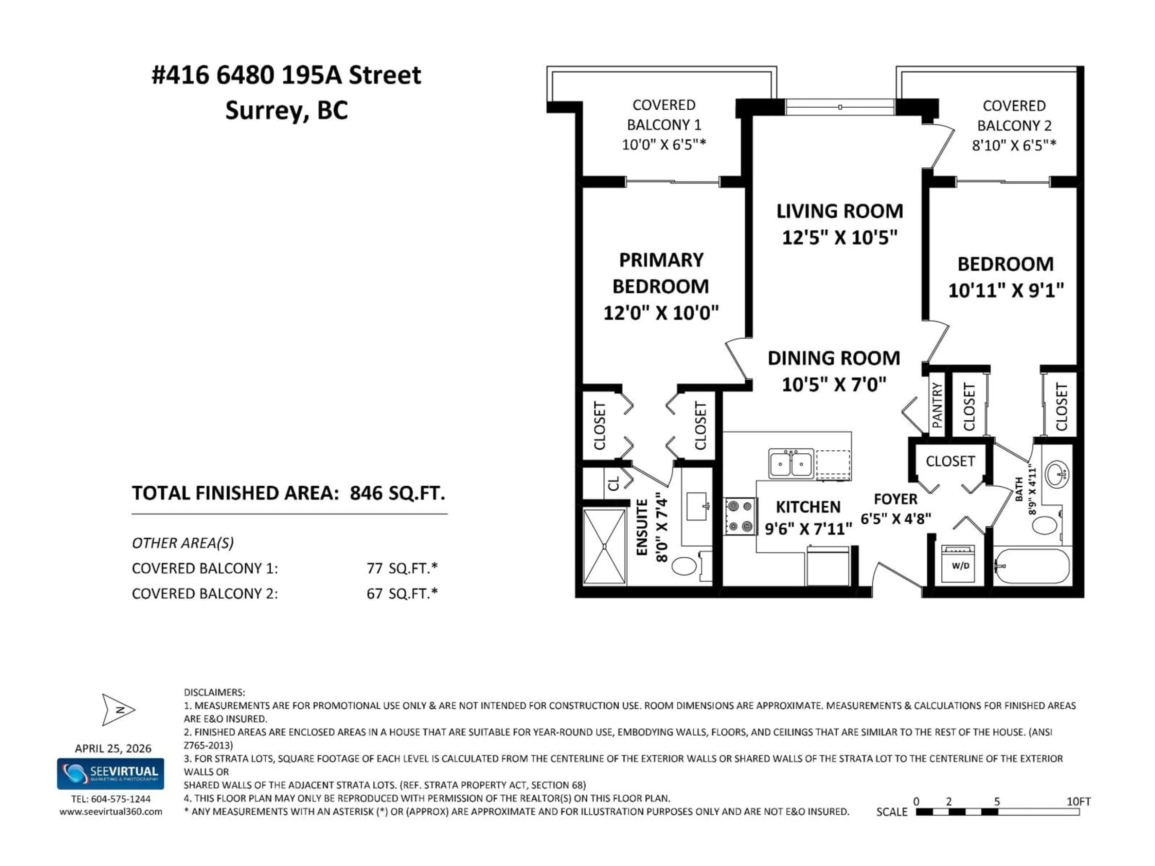 Floor plan for 416 - 6480 195A STREET, Surrey British Columbia V4N6P1