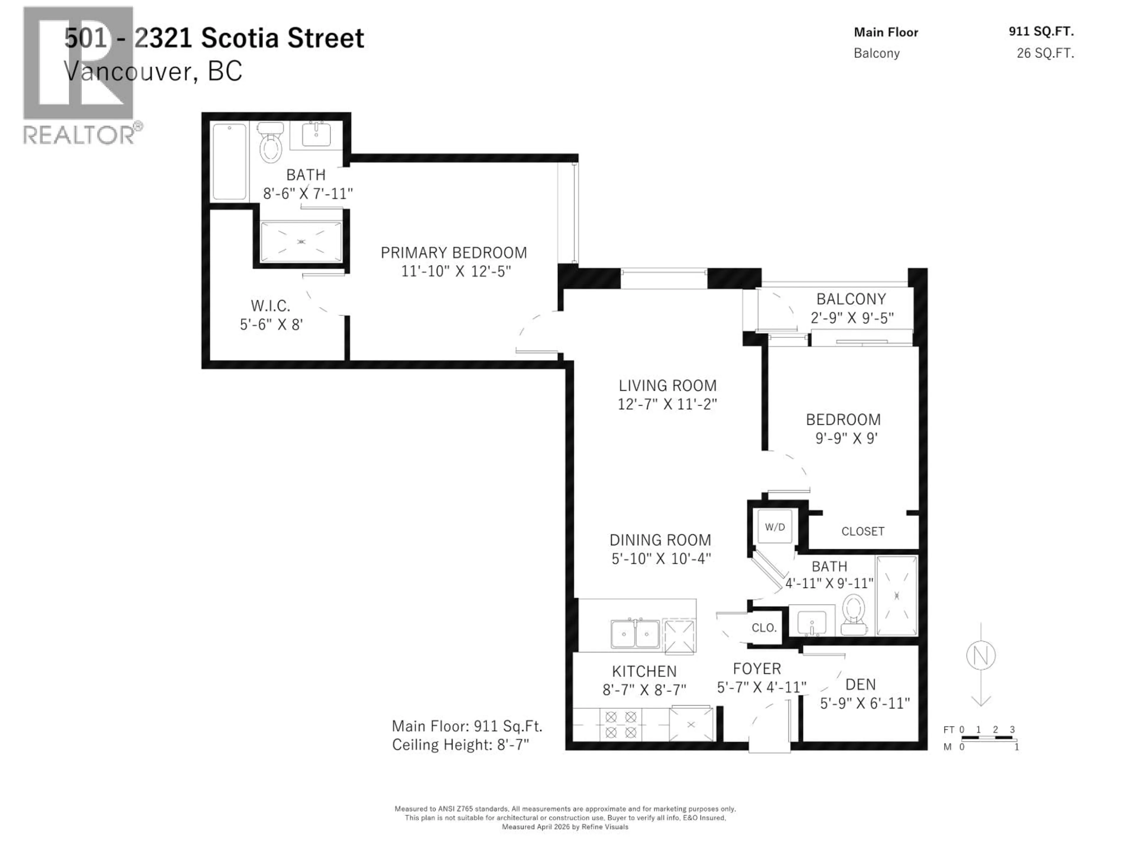 Floor plan for 501 - 2321 SCOTIA STREET, Vancouver British Columbia V5T0A8