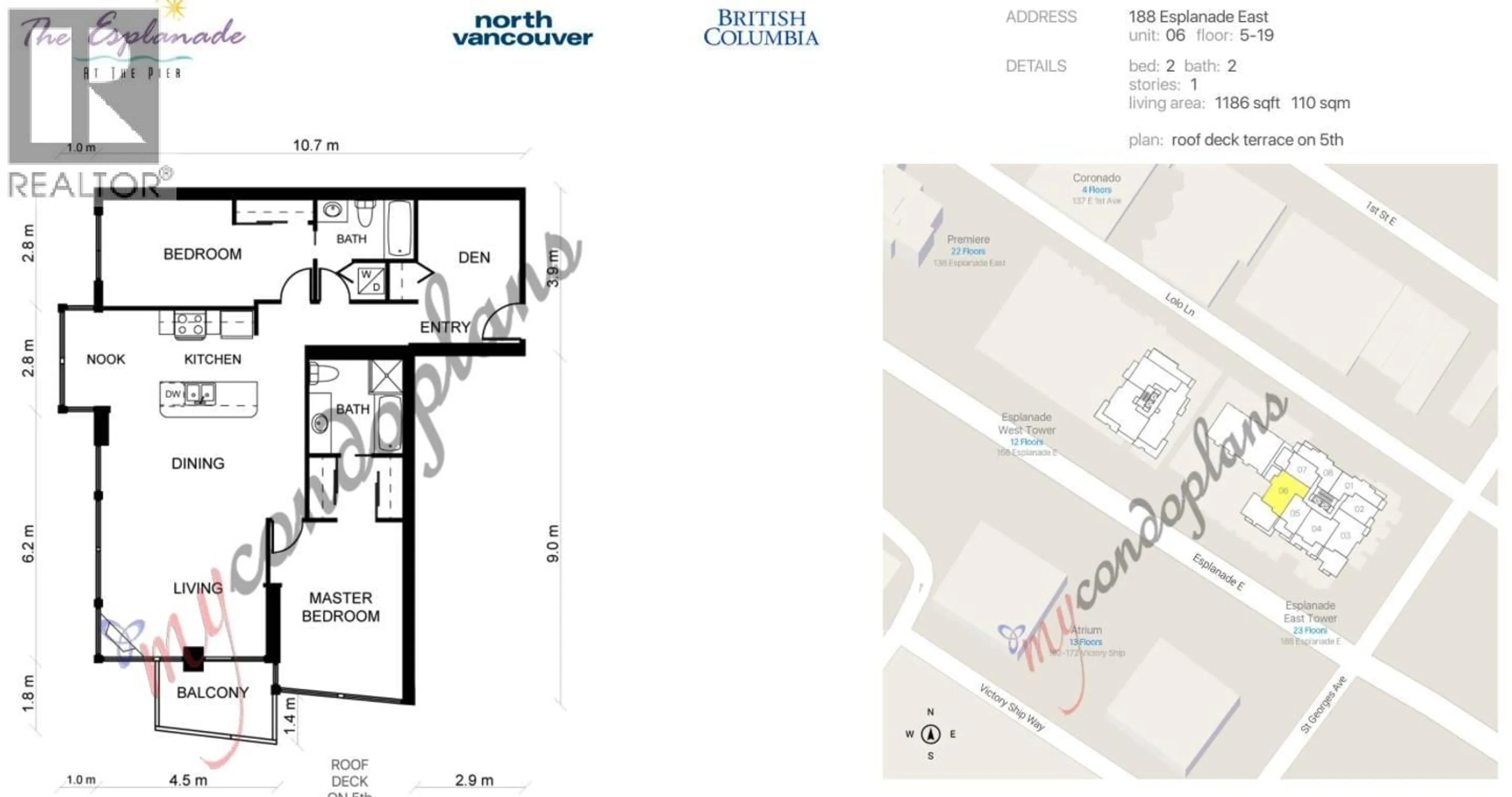 Floor plan for 1206 - 188 ESPLANADE, North Vancouver British Columbia V7L4Y1