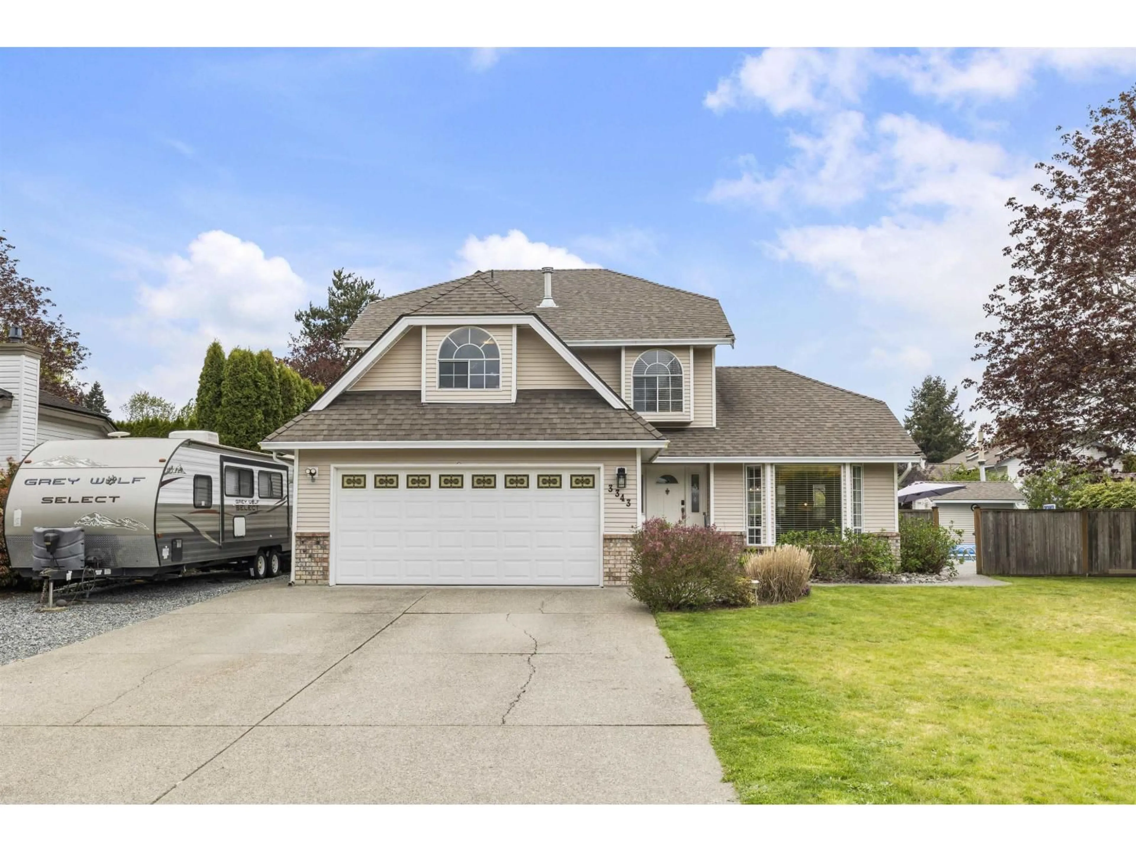 Home with vinyl exterior material, street for 3343 197A STREET, Langley British Columbia V3A7Y7