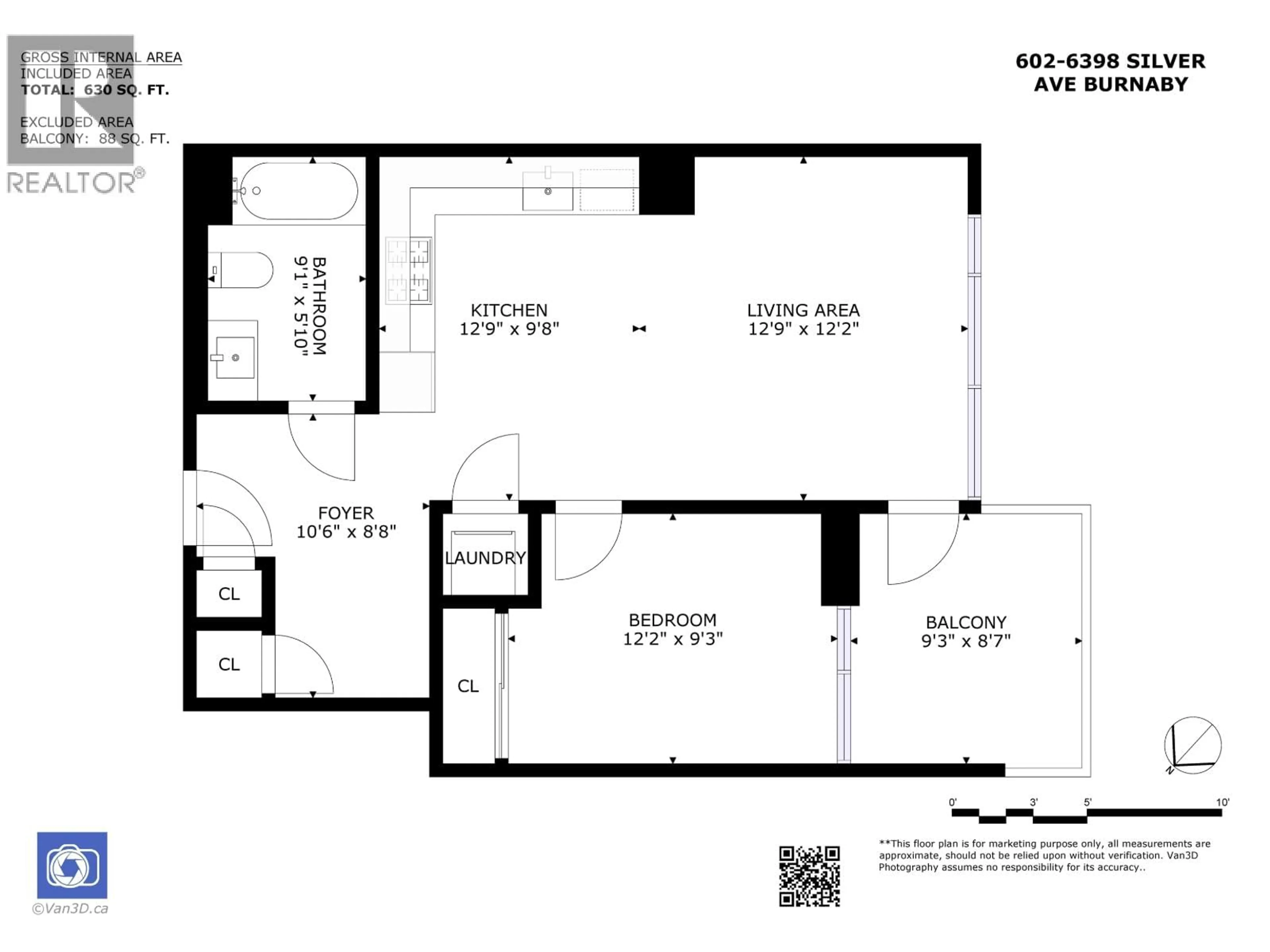Floor plan for 602 - 6398 SILVER AVENUE, Burnaby British Columbia V5H0K7