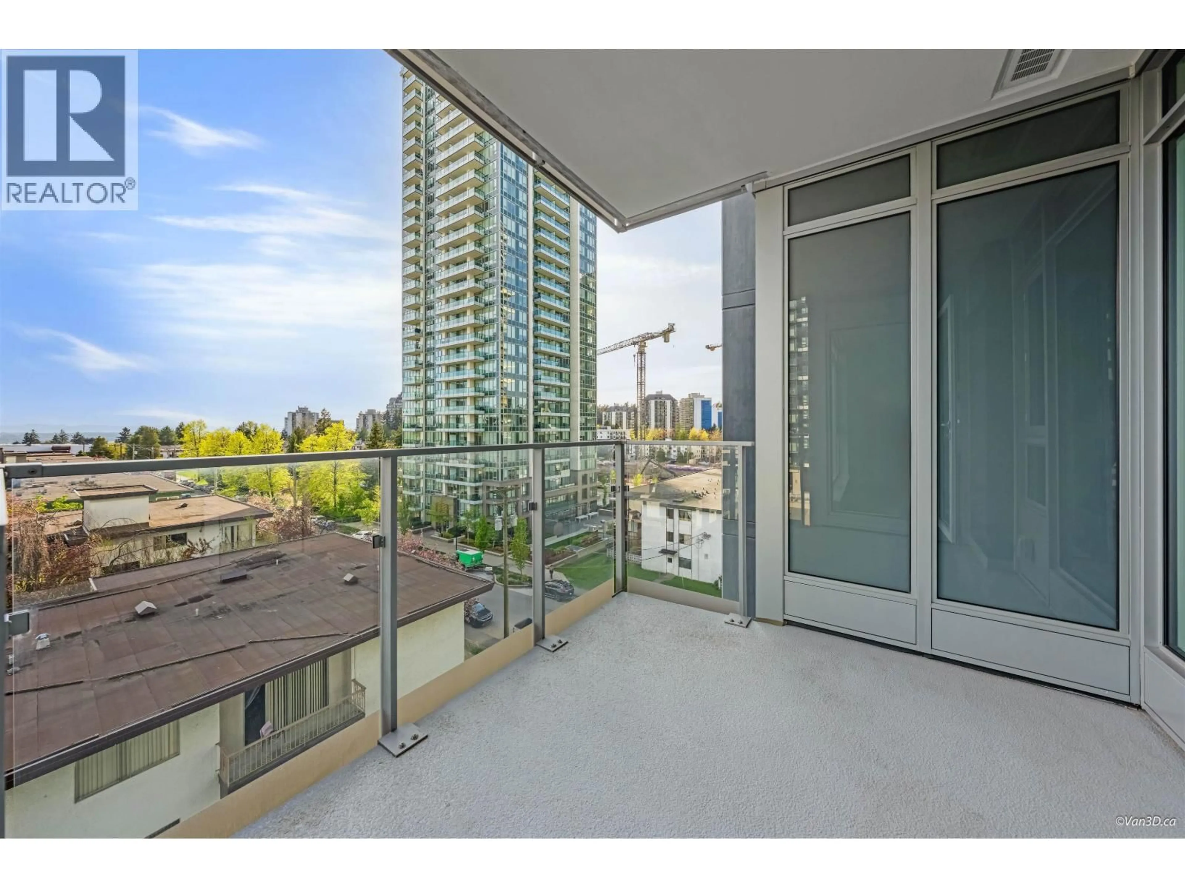 Balcony in the apartment, city buildings view from balcony for 602 - 6398 SILVER AVENUE, Burnaby British Columbia V5H0K7