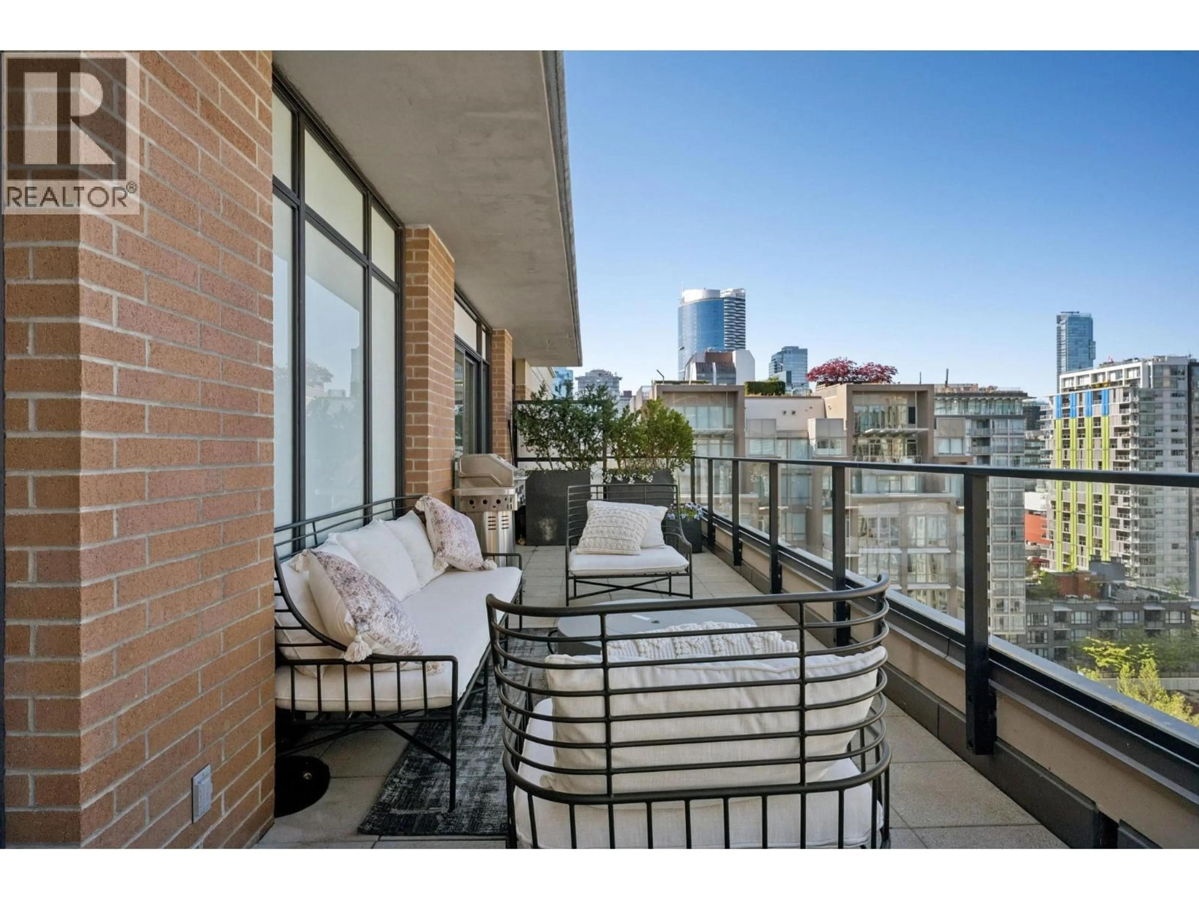 Balcony in the apartment, city buildings view from balcony for 1906 - 1088 RICHARDS STREET, Vancouver British Columbia V6B0J8