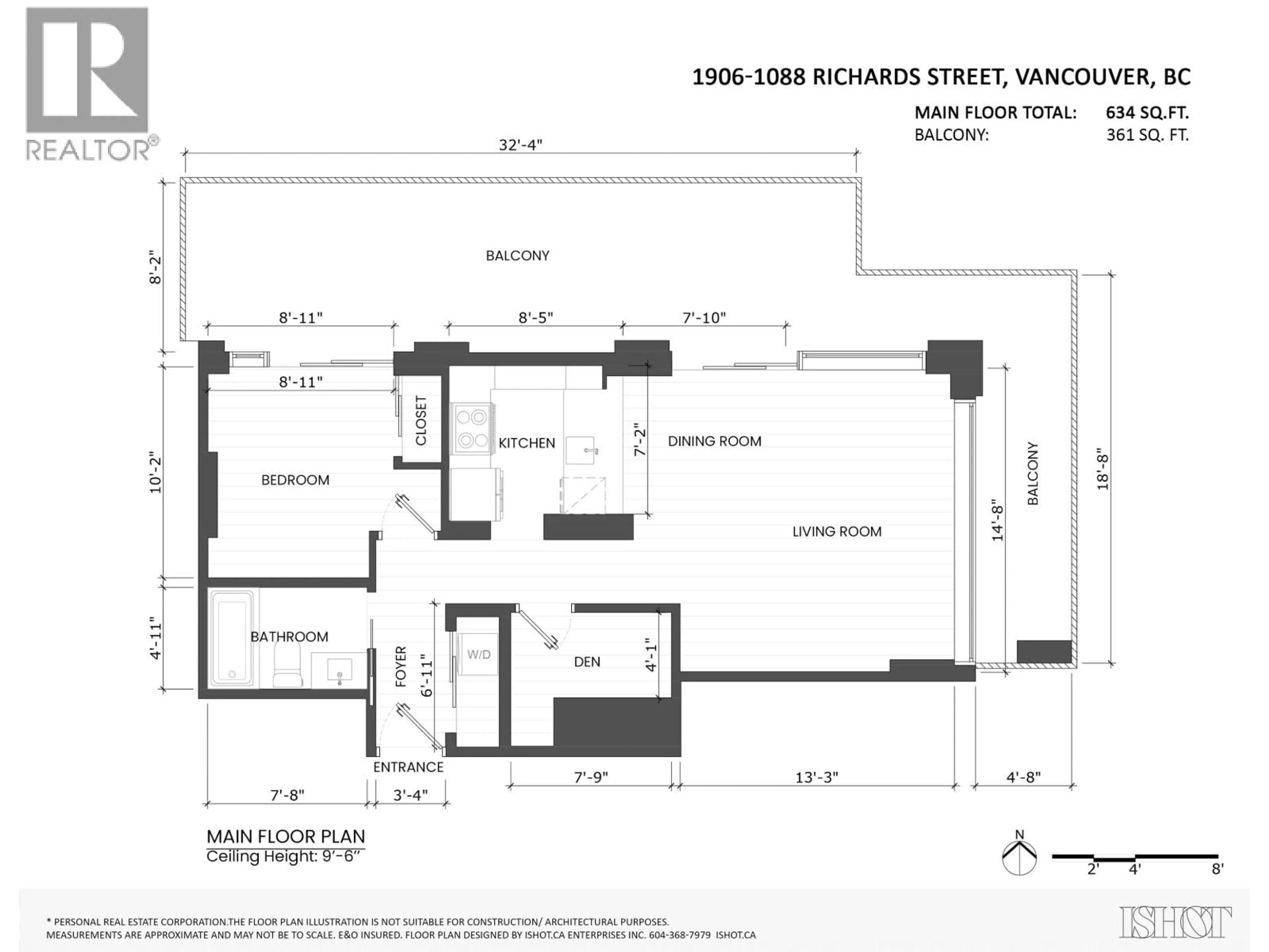 Floor plan for 1906 - 1088 RICHARDS STREET, Vancouver British Columbia V6B0J8