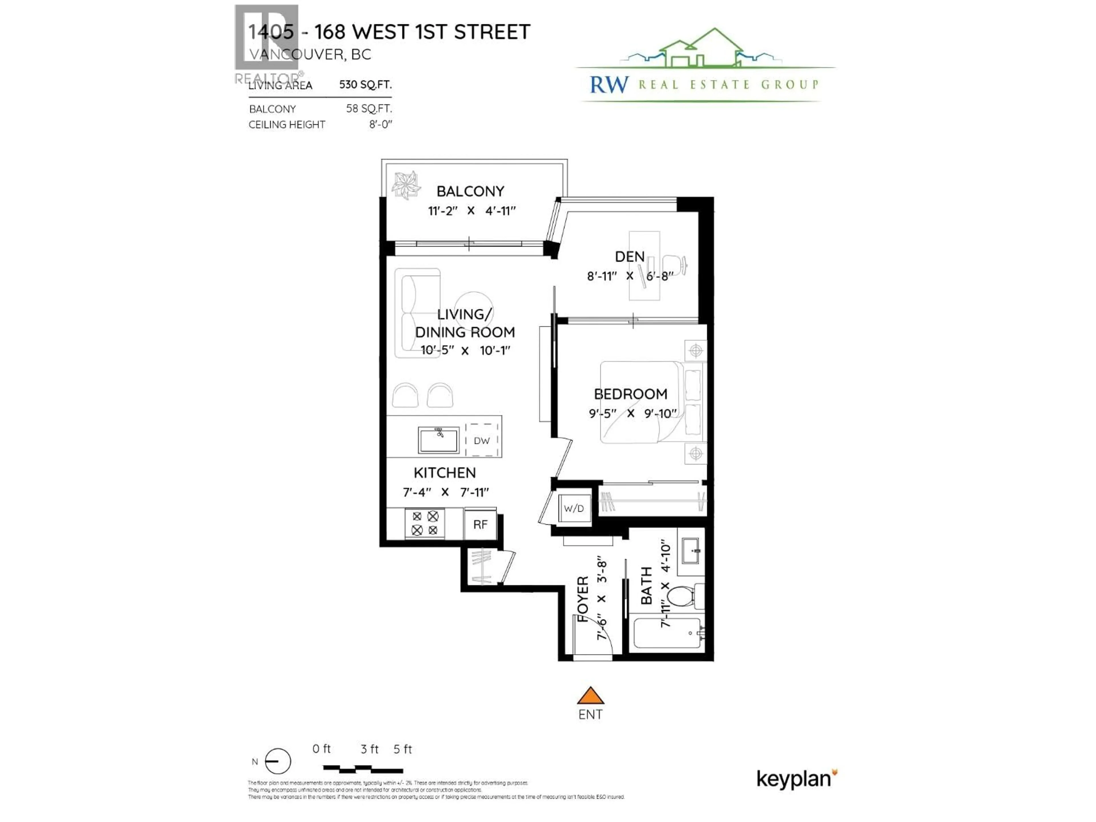Floor plan for 1405 - 168 1ST AVENUE, Vancouver British Columbia V5Y0H6