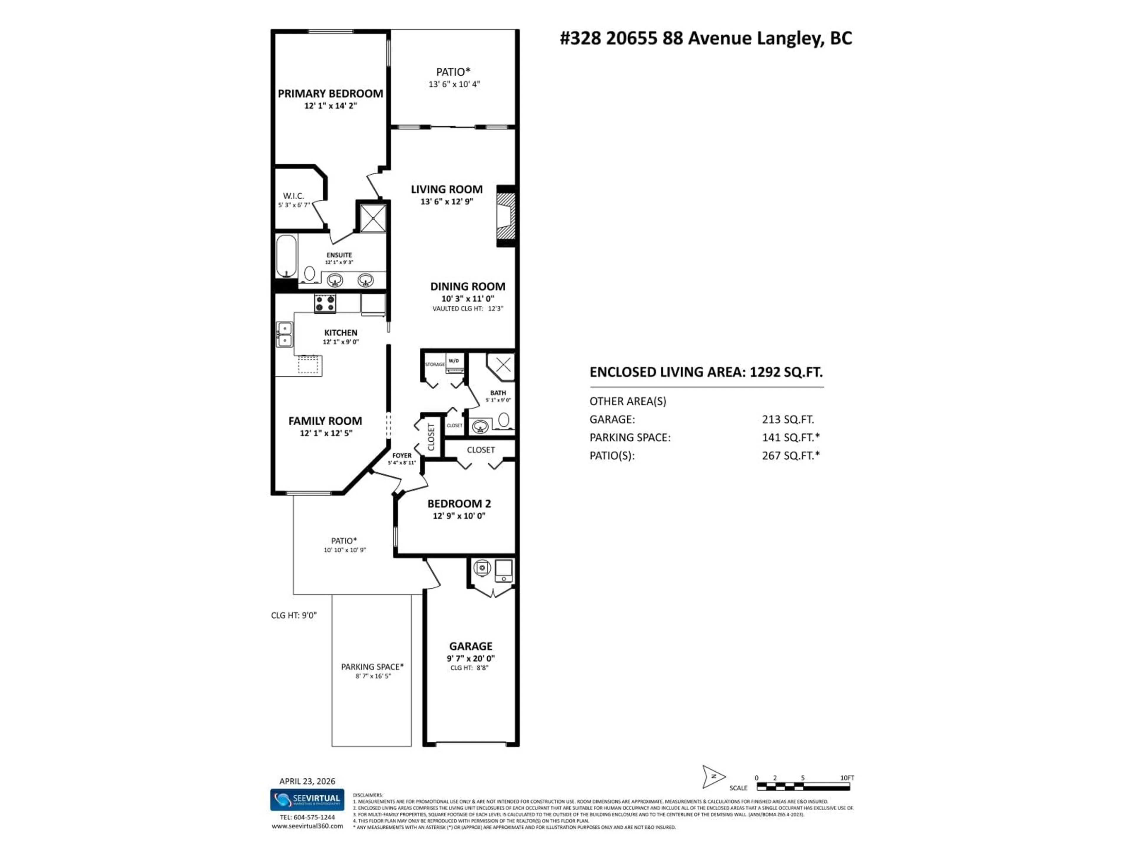 Floor plan for 328 - 20655 88 AVENUE, Langley British Columbia V1M2M5